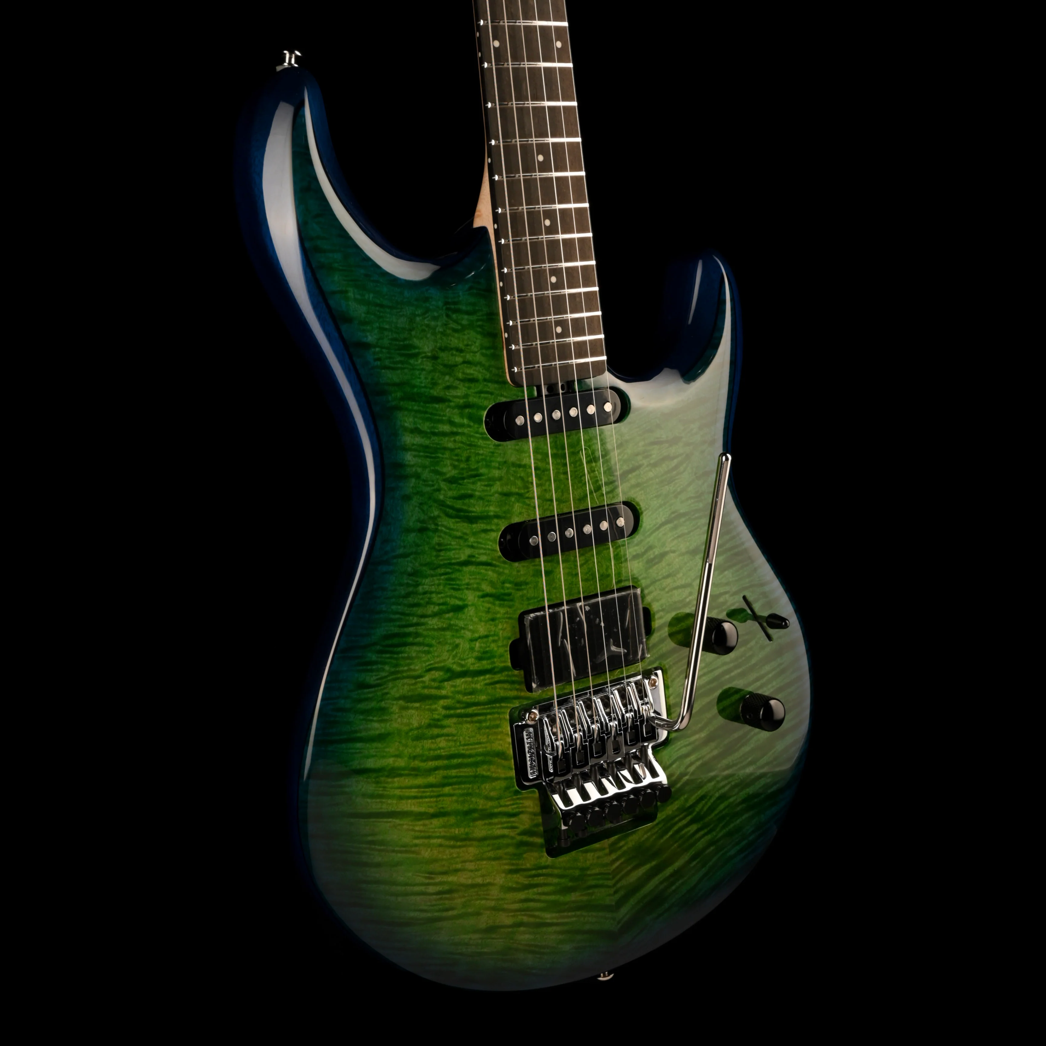 Ernie Ball Music Man Ball Family Reserve BFR Luke 4 HSS Floyd Rose Green Tide With Case - Image 6