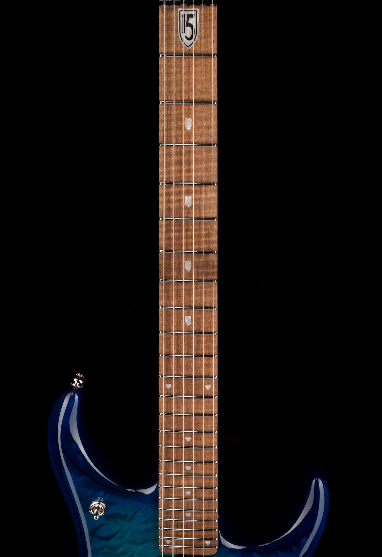 Ernie Ball Music Man JP15 Cerulean Paradise Quilt Figured Roasted Maple With Case - Image 11