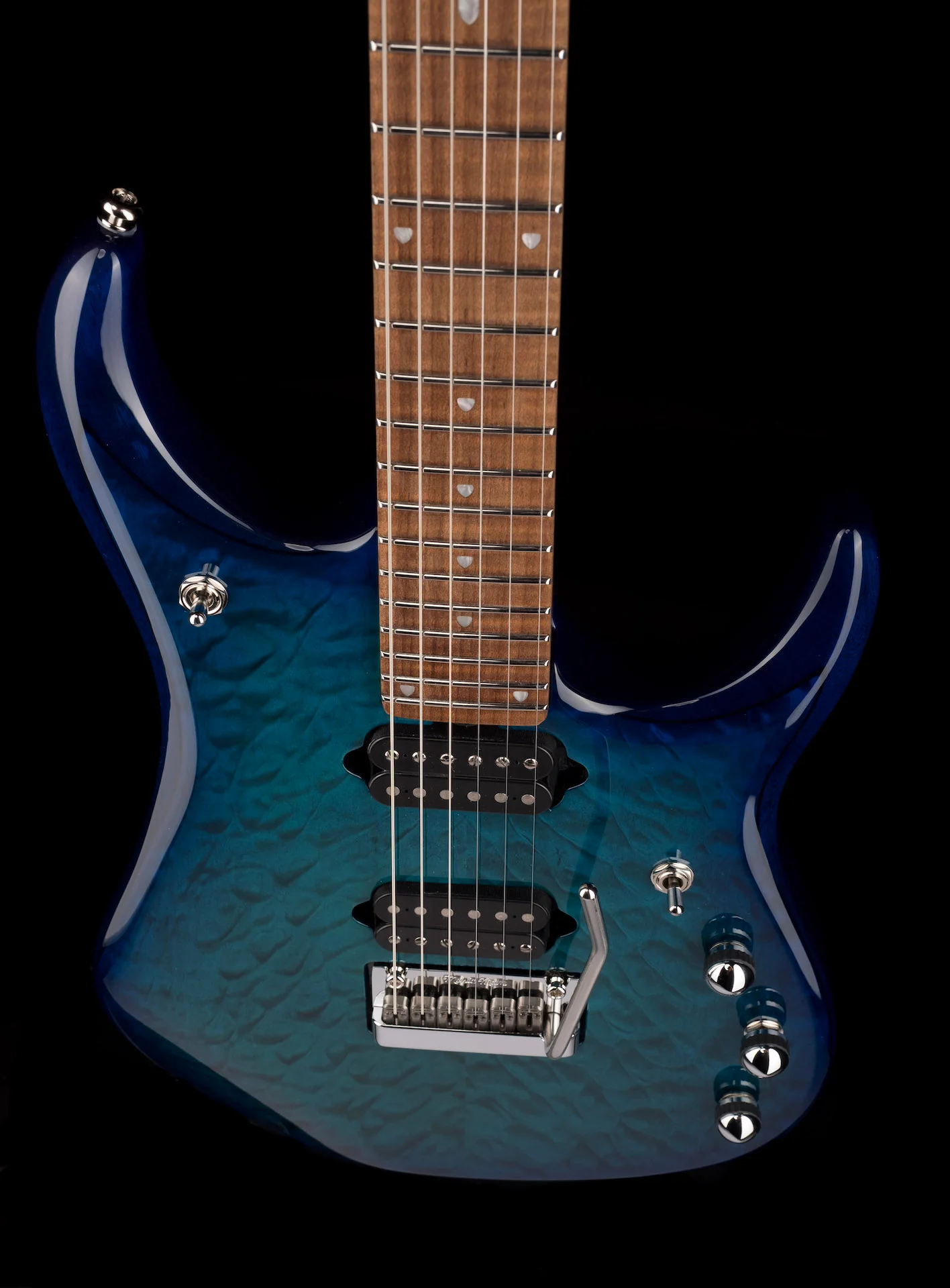 Ernie Ball Music Man JP15 Cerulean Paradise Quilt Figured Roasted Maple With Case - Image 4