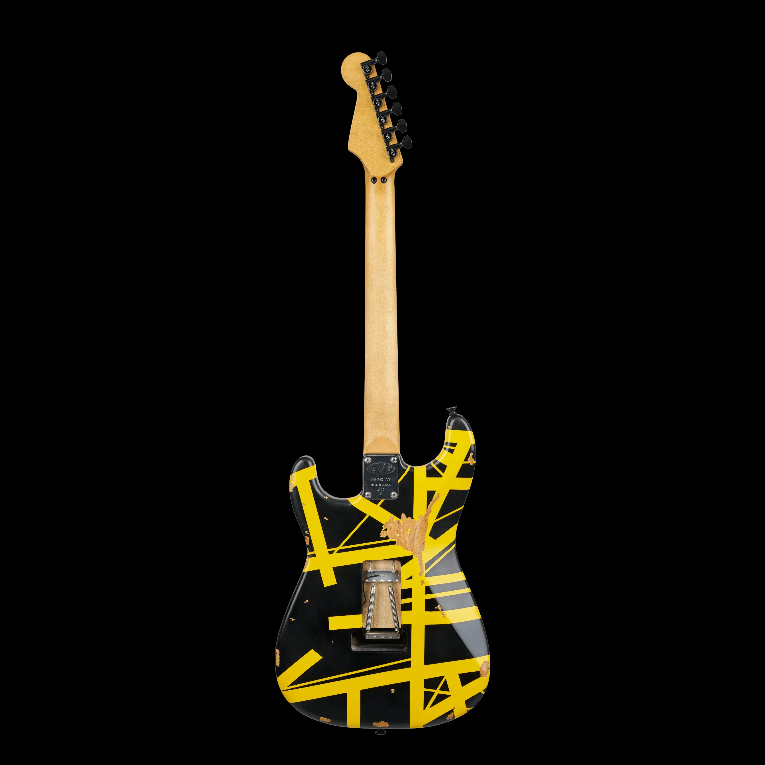 EVH Limited Edition Striped Series Frankenstein Frankie Aged Black with Yellow Stripes with Gig Bag - Image 5