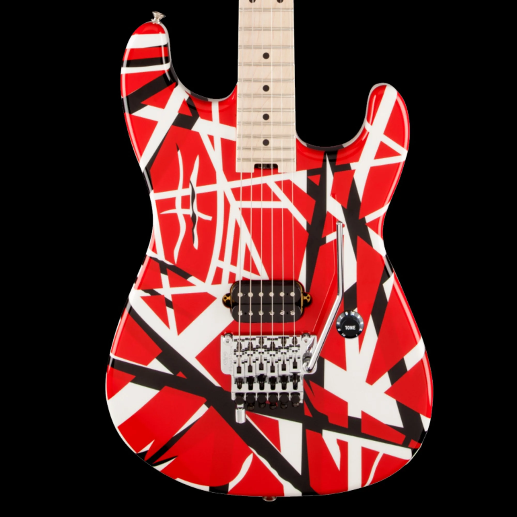 EVH Striped Series Red with Black and White Stripes Electric Guitar