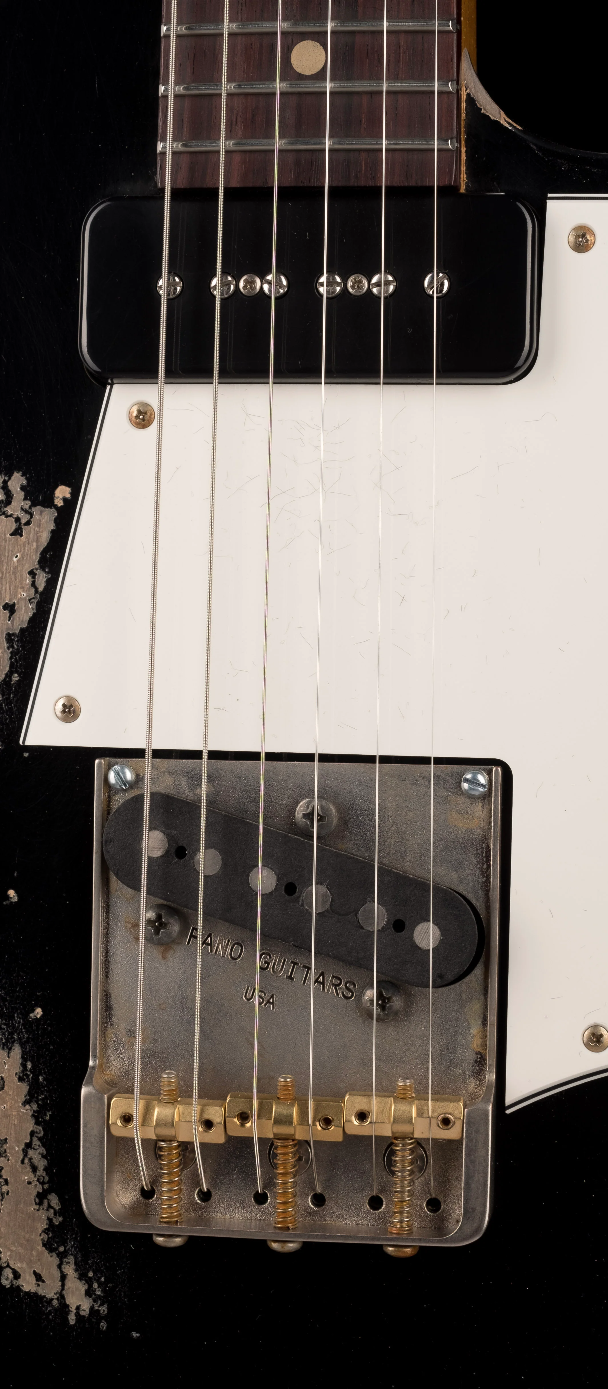 Fano Oltre Series SP6 P90 Medium/Heavy Distress Bull Black with Gig Bag - Image 7