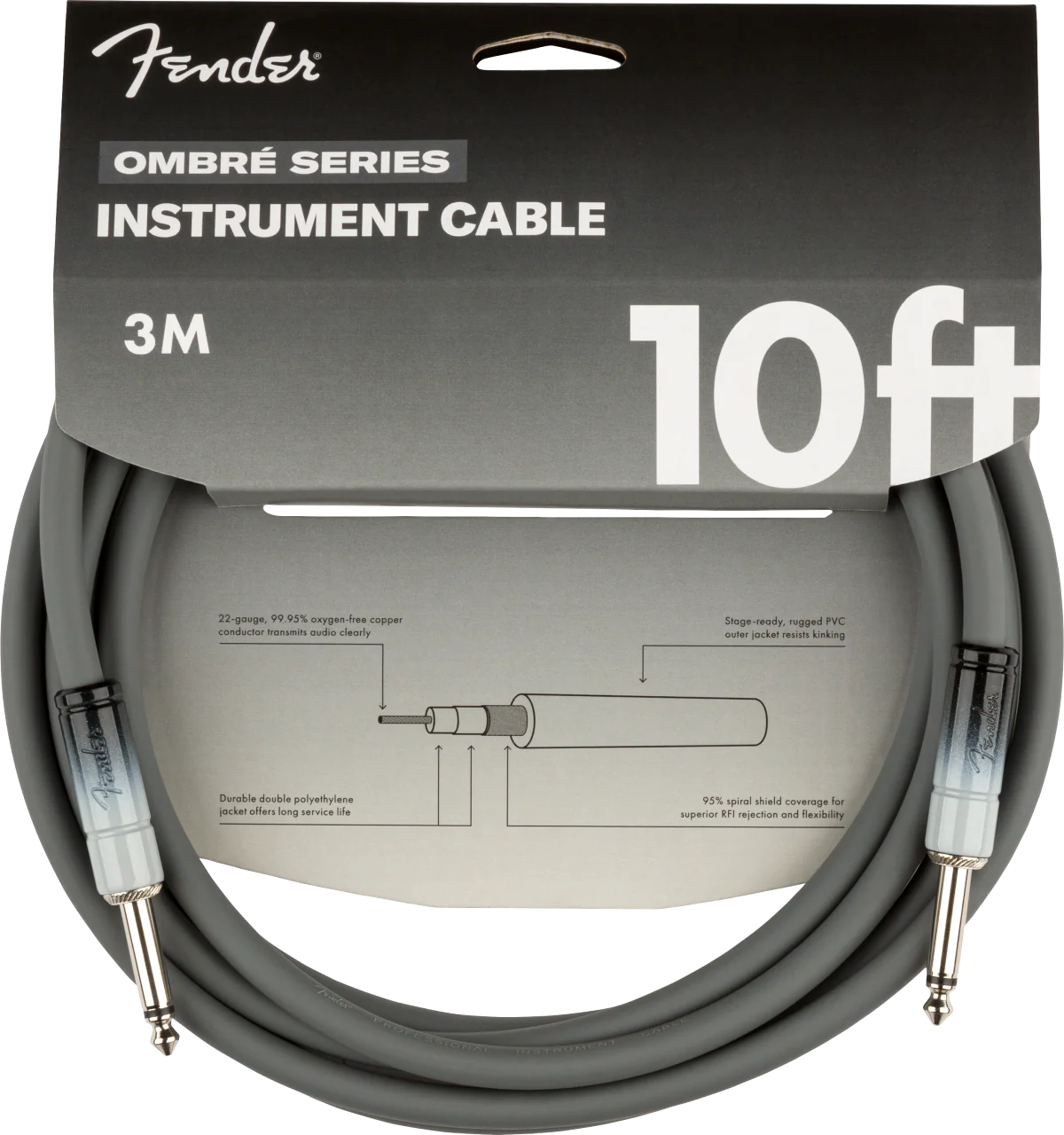 Fender 10' Ombré Cable Silver Smoke Cables
