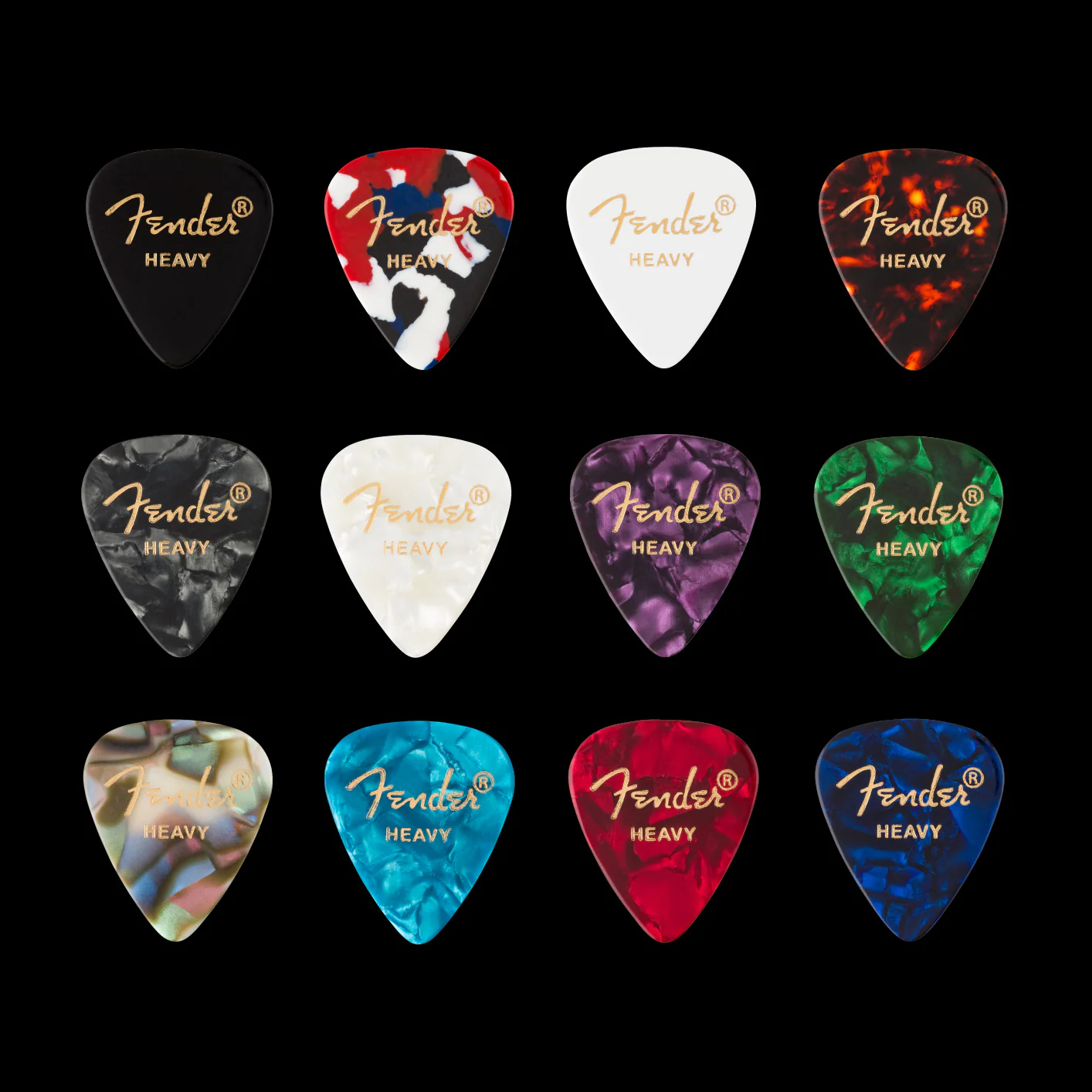 Fender 351 Celluloid Guitar Pick Medley - Heavy (12-pack)
