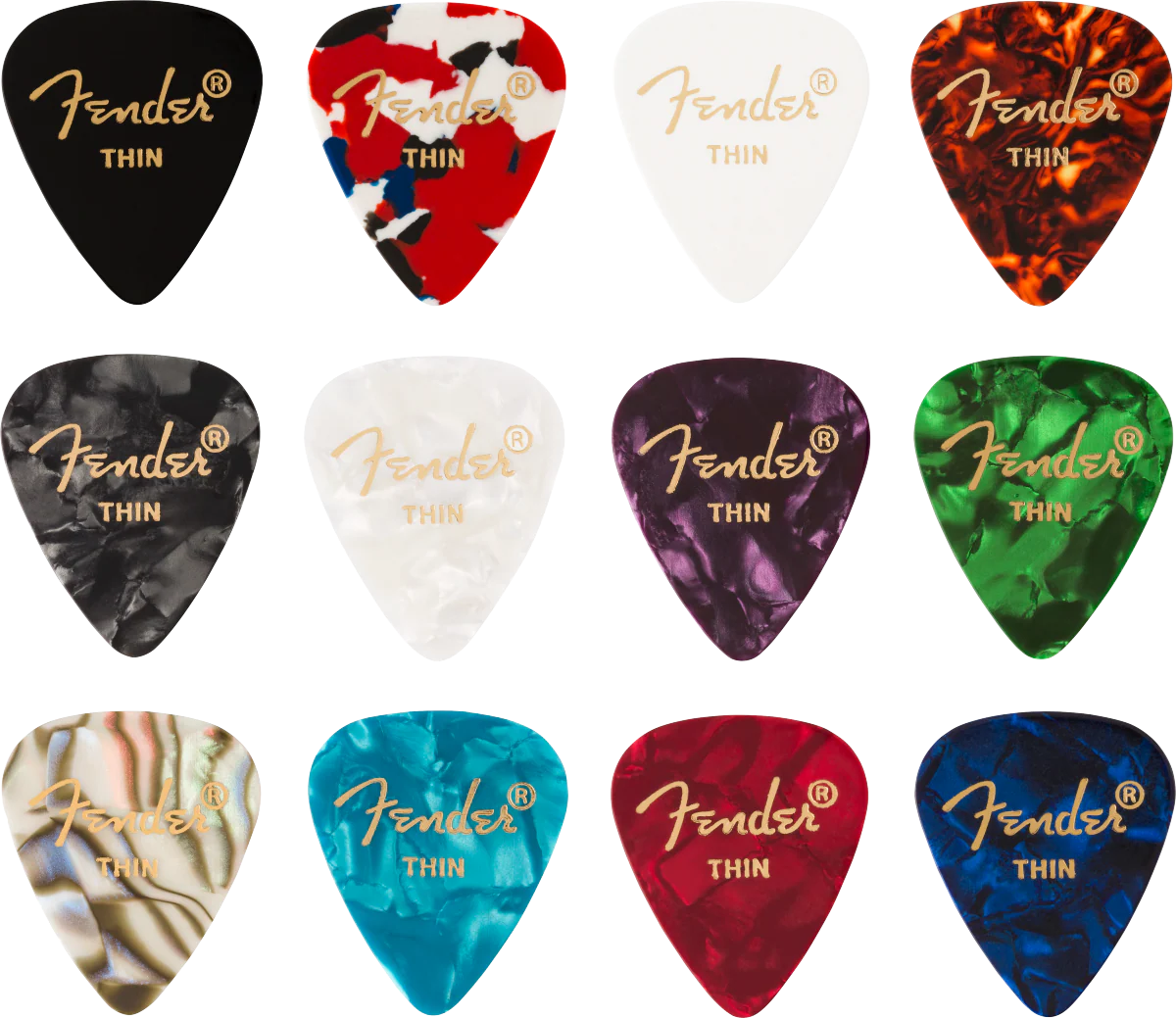 Fender 351 Celluloid Guitar Pick Medley - Thin (12-pack) - Image 2