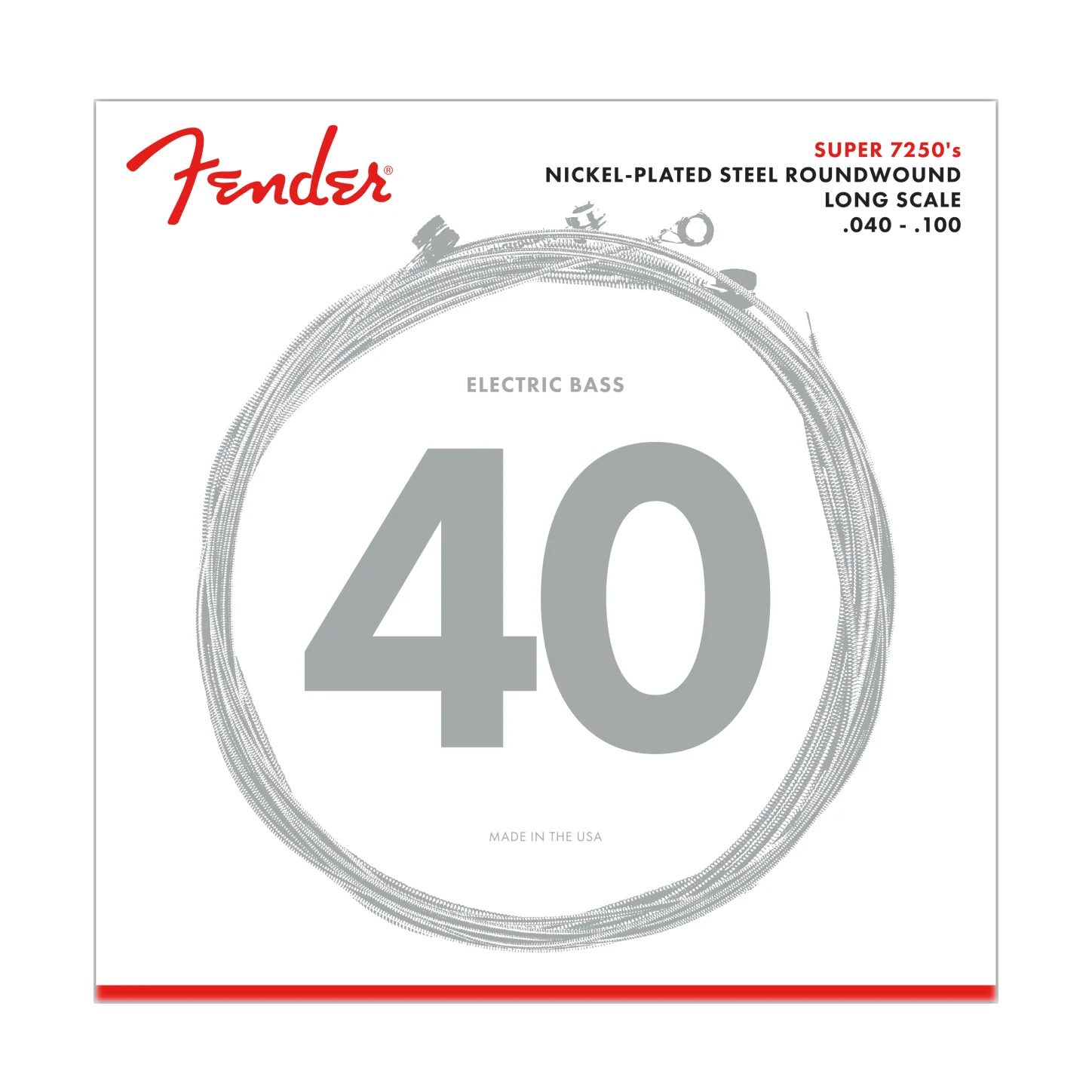Fender 7250 Nickel Plated Steel Long Scale 7250L .040-.100 Electric Bass Strings