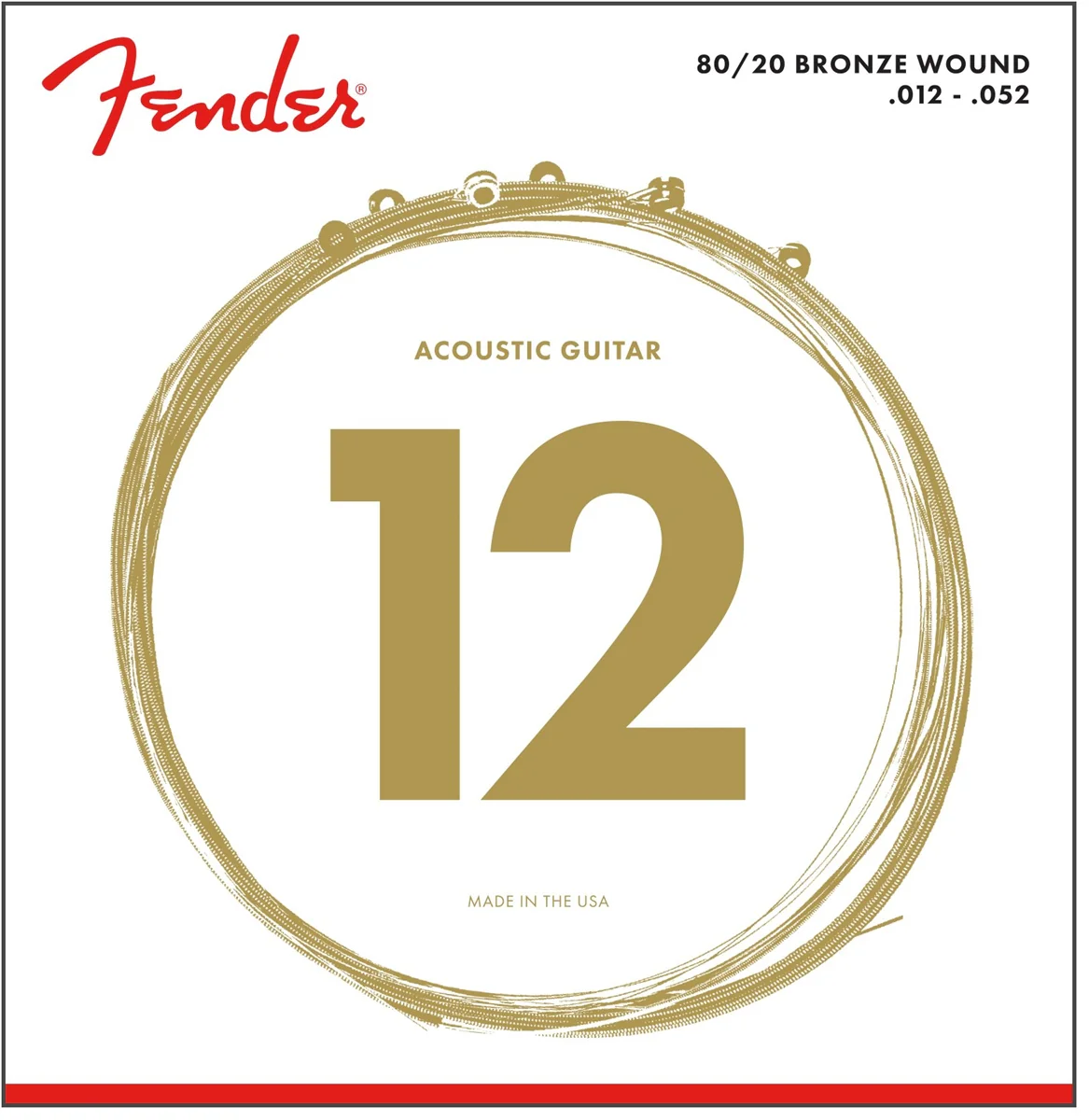 Fender 80/20 Bronze Ball End 70L .012-.052 Acoustic Guitar Strings