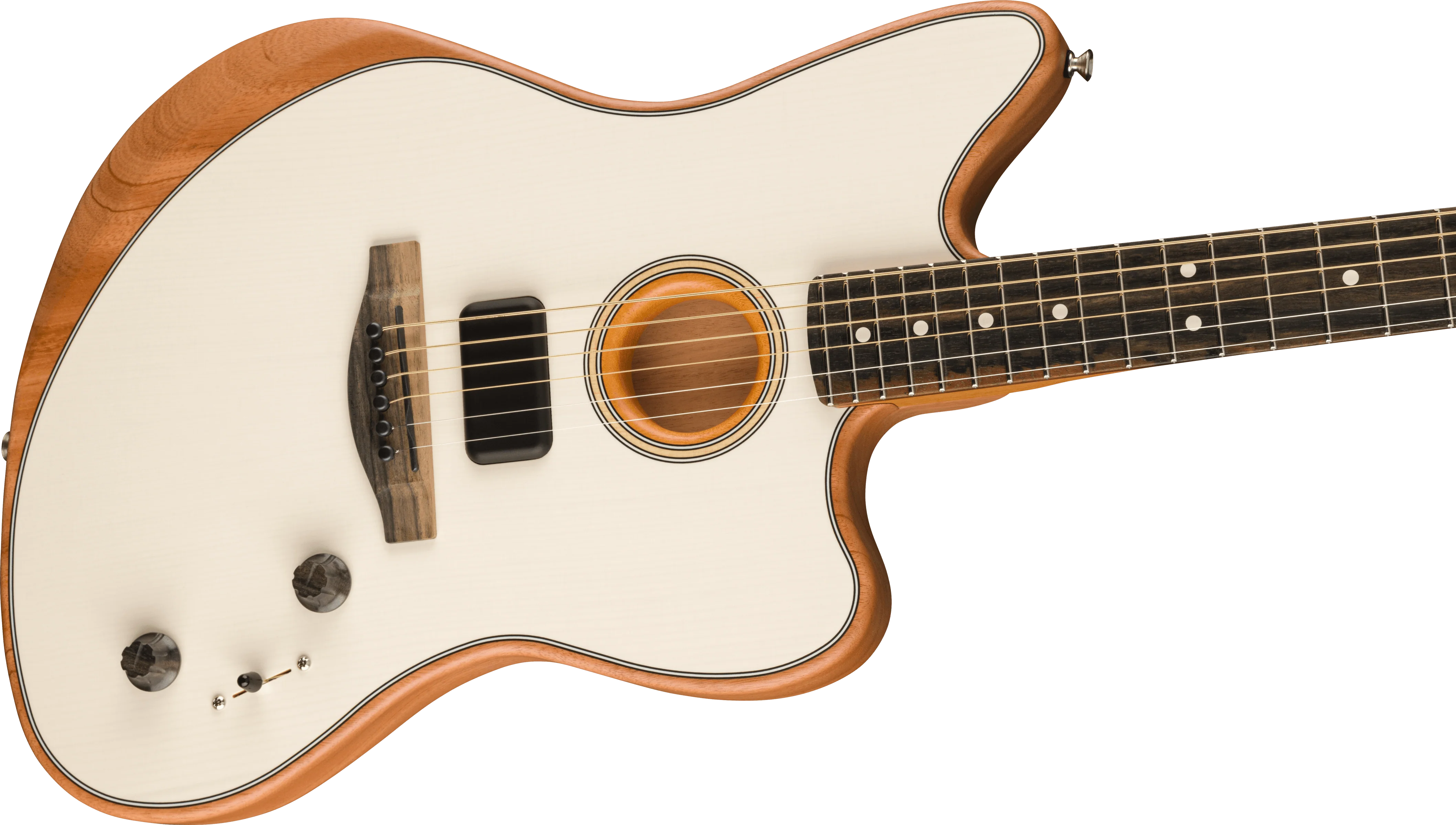 Fender Acoustasonic Jazzmaster Arctic White With Gig Bag - Image 3