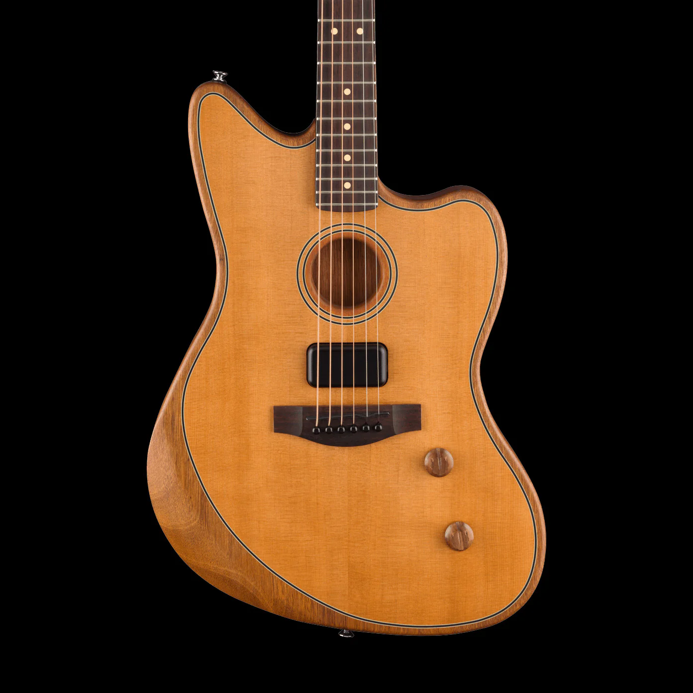 Fender Acoustasonic Standard Jazzmaster Aged Natural Acoustic Electric Guitar