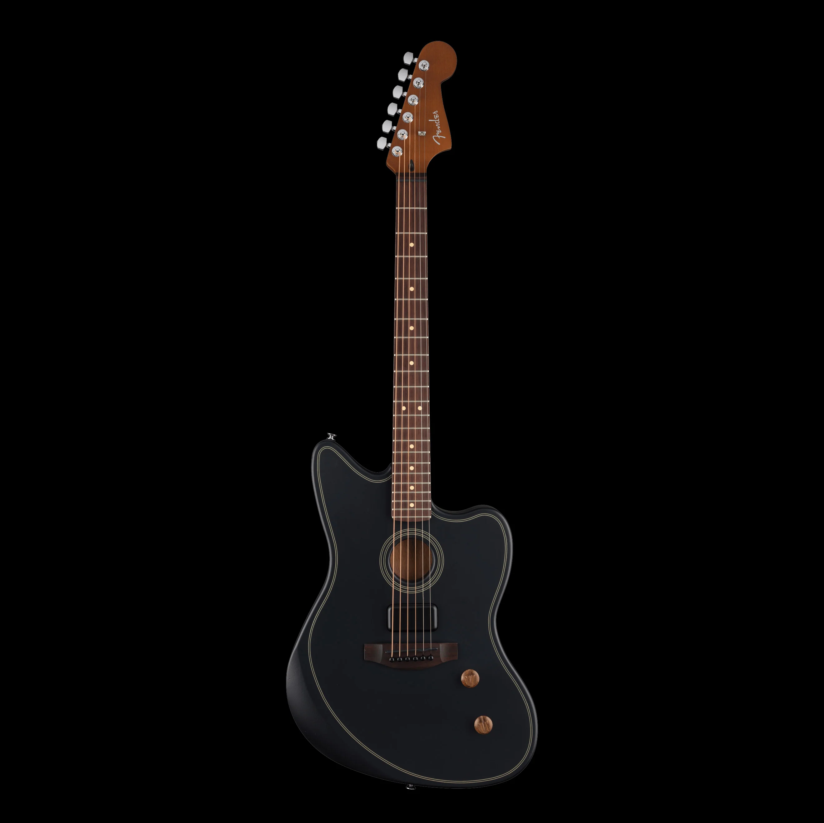 Fender Acoustasonic Standard Jazzmaster Black Acoustic Electric Guitar - Image 3