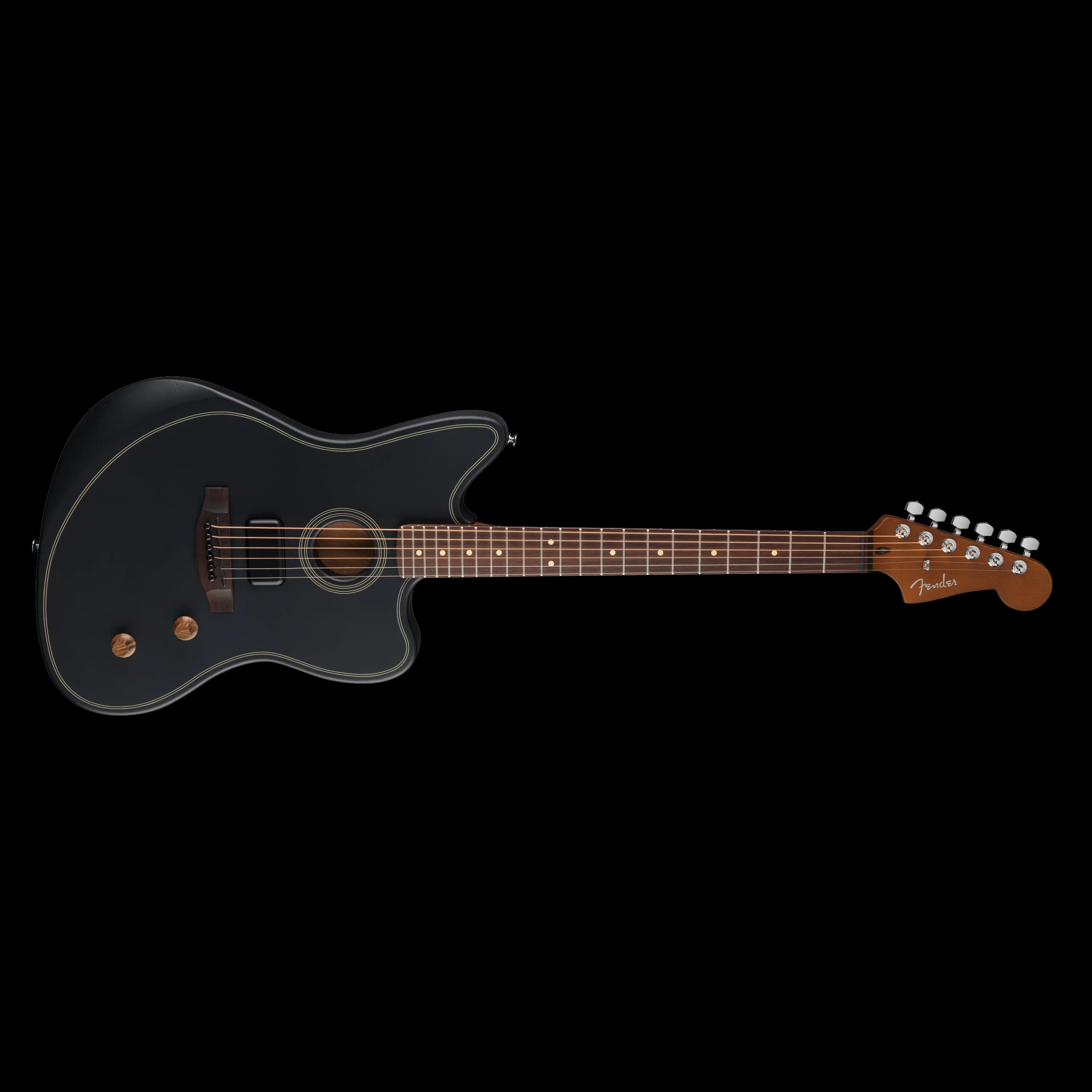 Fender Acoustasonic Standard Jazzmaster Black Acoustic Electric Guitar - Image 4