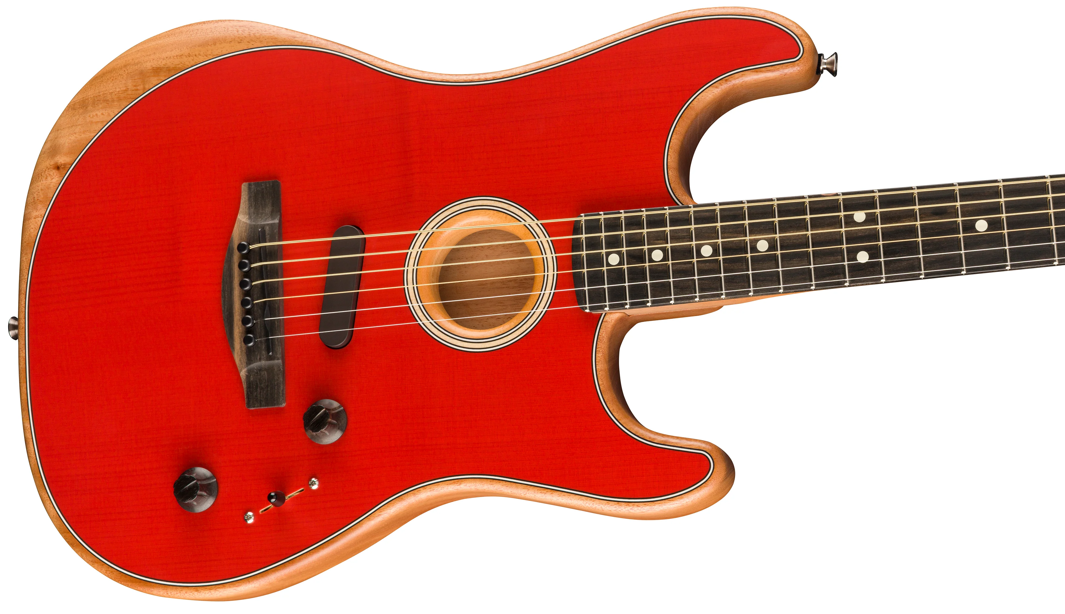 Fender American Acoustasonic Stratocaster Dakota Red With Gig Bag - Image 4
