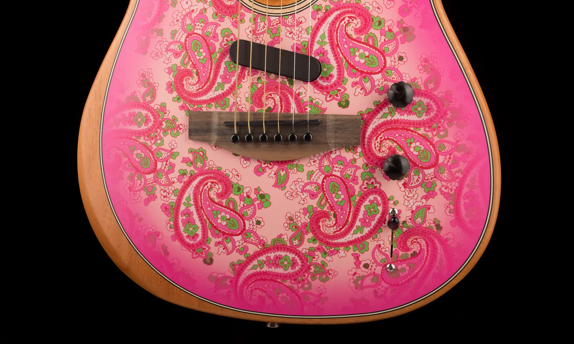 Used Fender Limited Edition American Acoustasonic Telecaster Pink Paisley Acoustic Electric Guitar with Gig Bag - Image 5