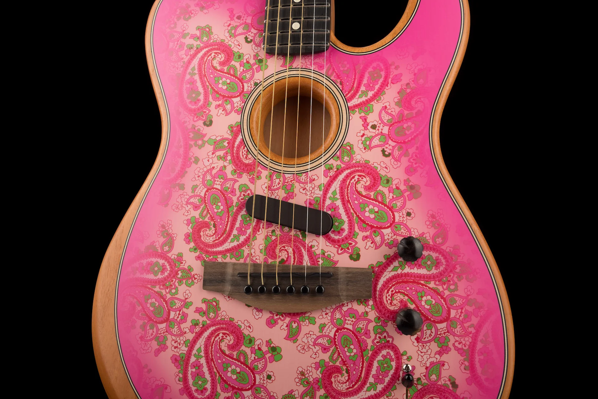 Used Fender Limited Edition American Acoustasonic Telecaster Pink Paisley Acoustic Electric Guitar with Gig Bag - Image 7