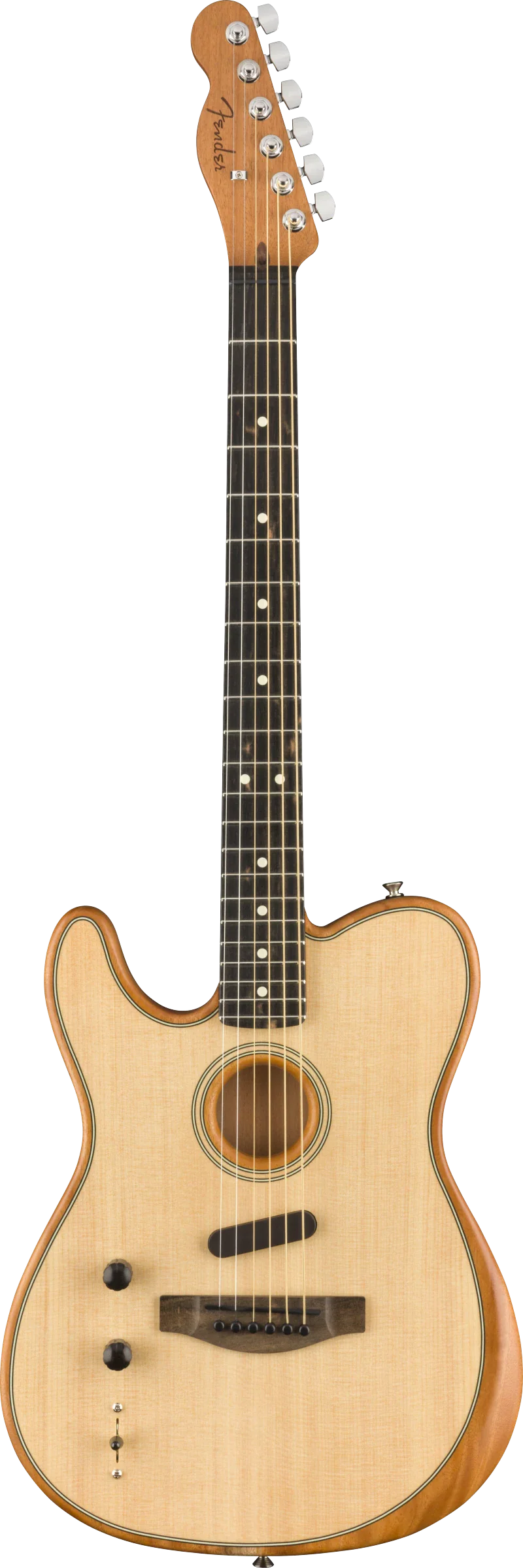 Fender American Acoustasonic Telecaster Left-Handed Ebony Fingerboard Natural Acoustic Electric Guitar - Image 2