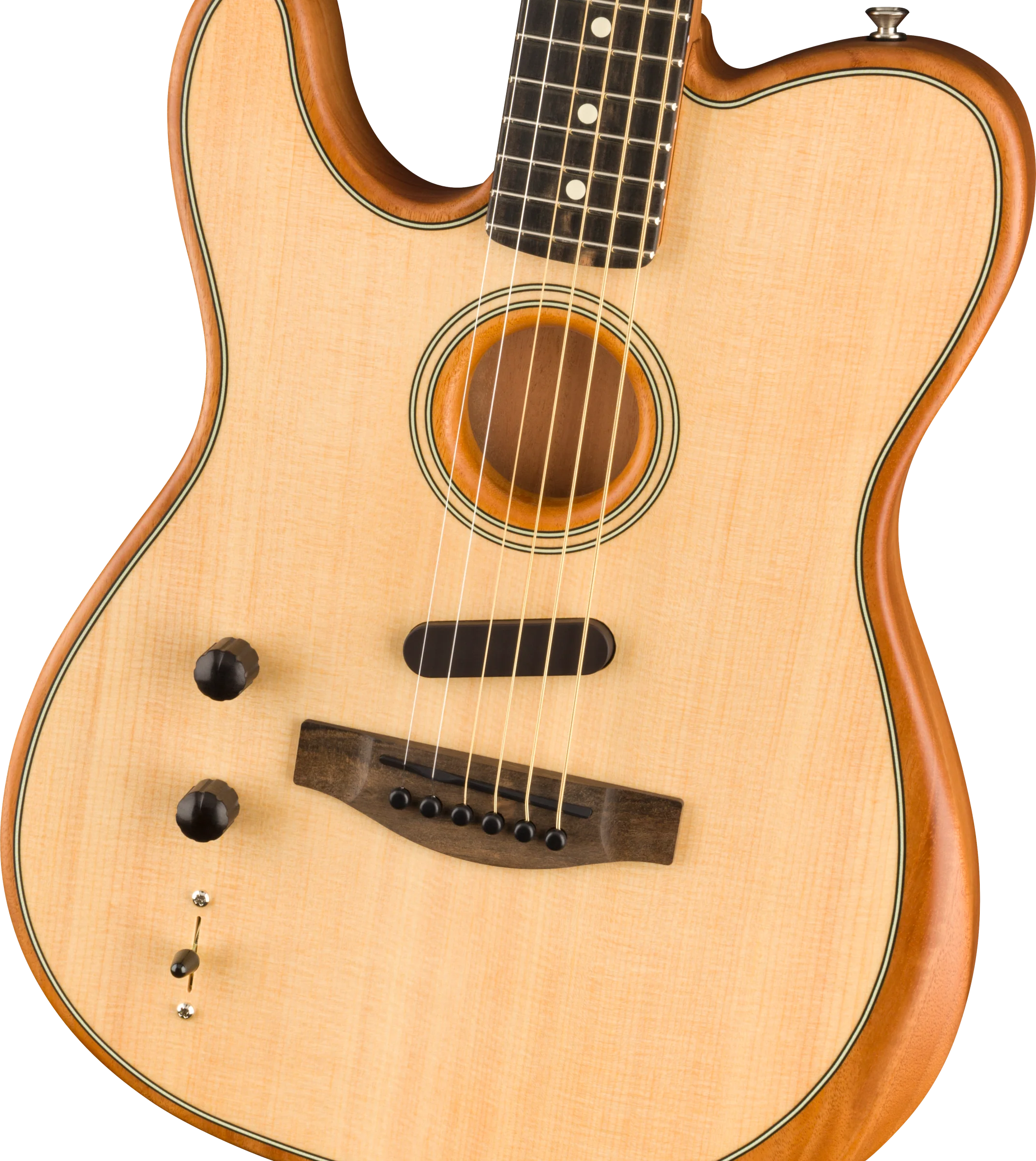 Fender American Acoustasonic Telecaster Left-Handed Ebony Fingerboard Natural Acoustic Electric Guitar - Image 3