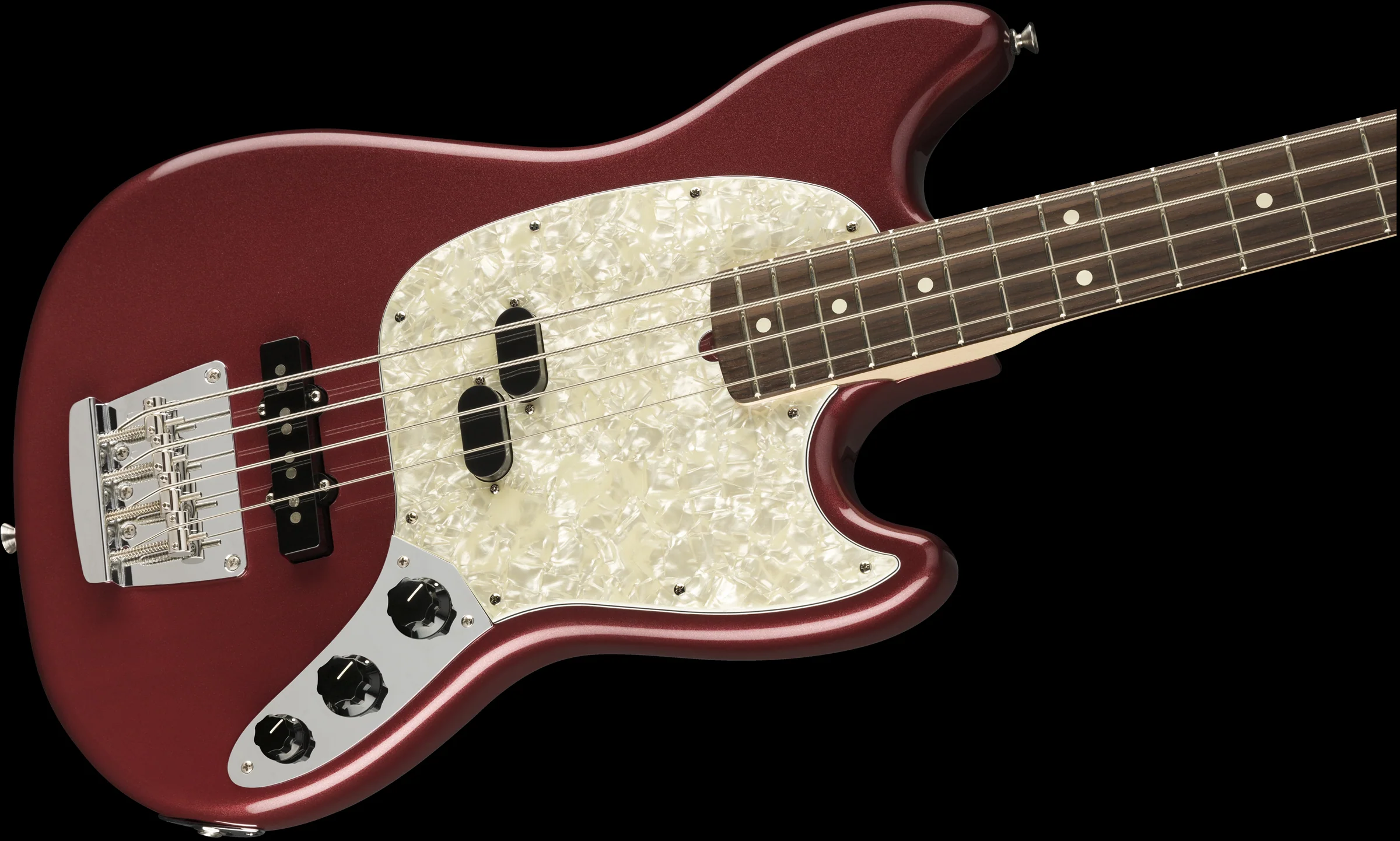 Fender American Performer Mustang Bass Rosewood Fingerboard Aubergine With Gig Bag - Image 4