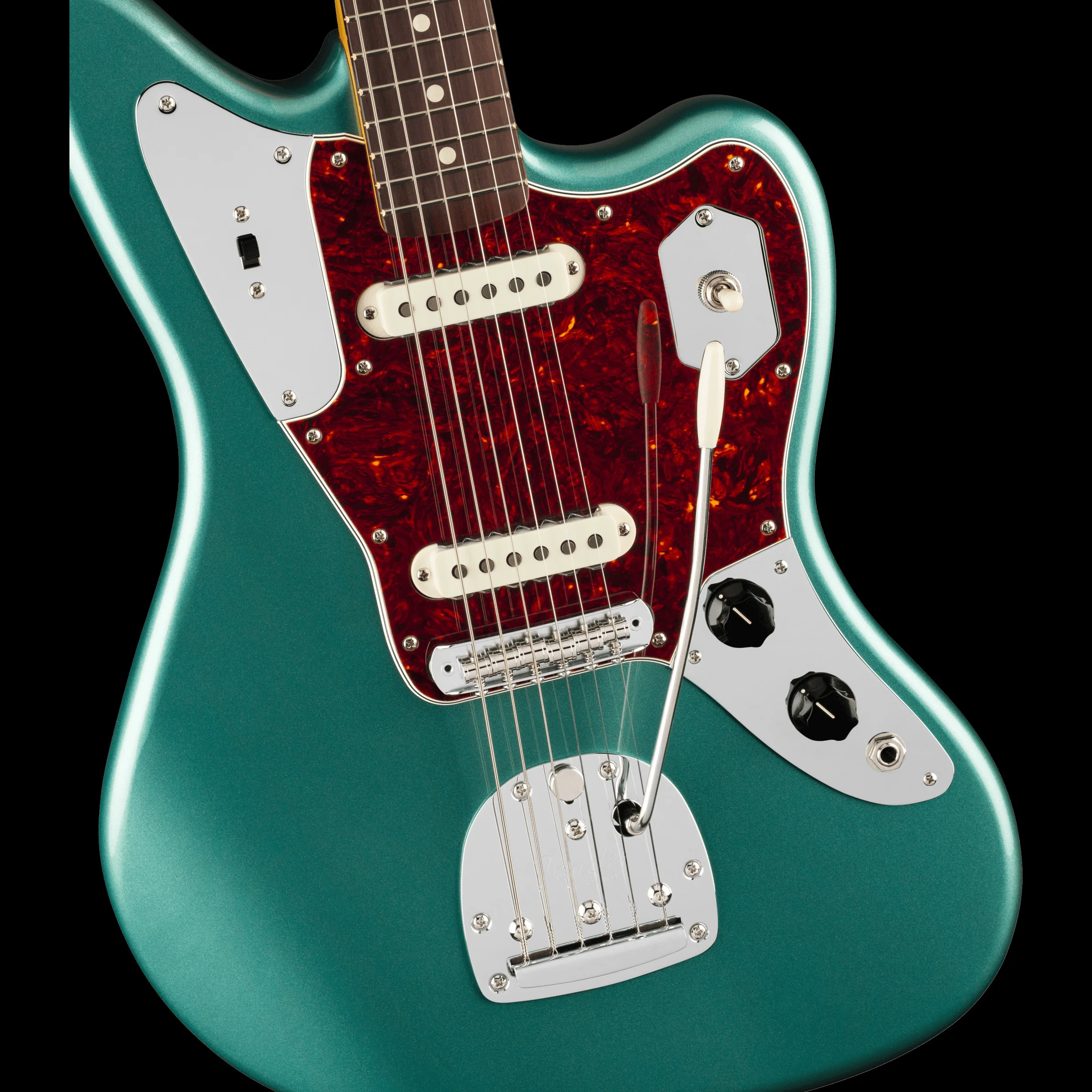 Fender American Professional Classic Jaguar Faded Sherwood Green Metallic With Gig Bag - Image 3