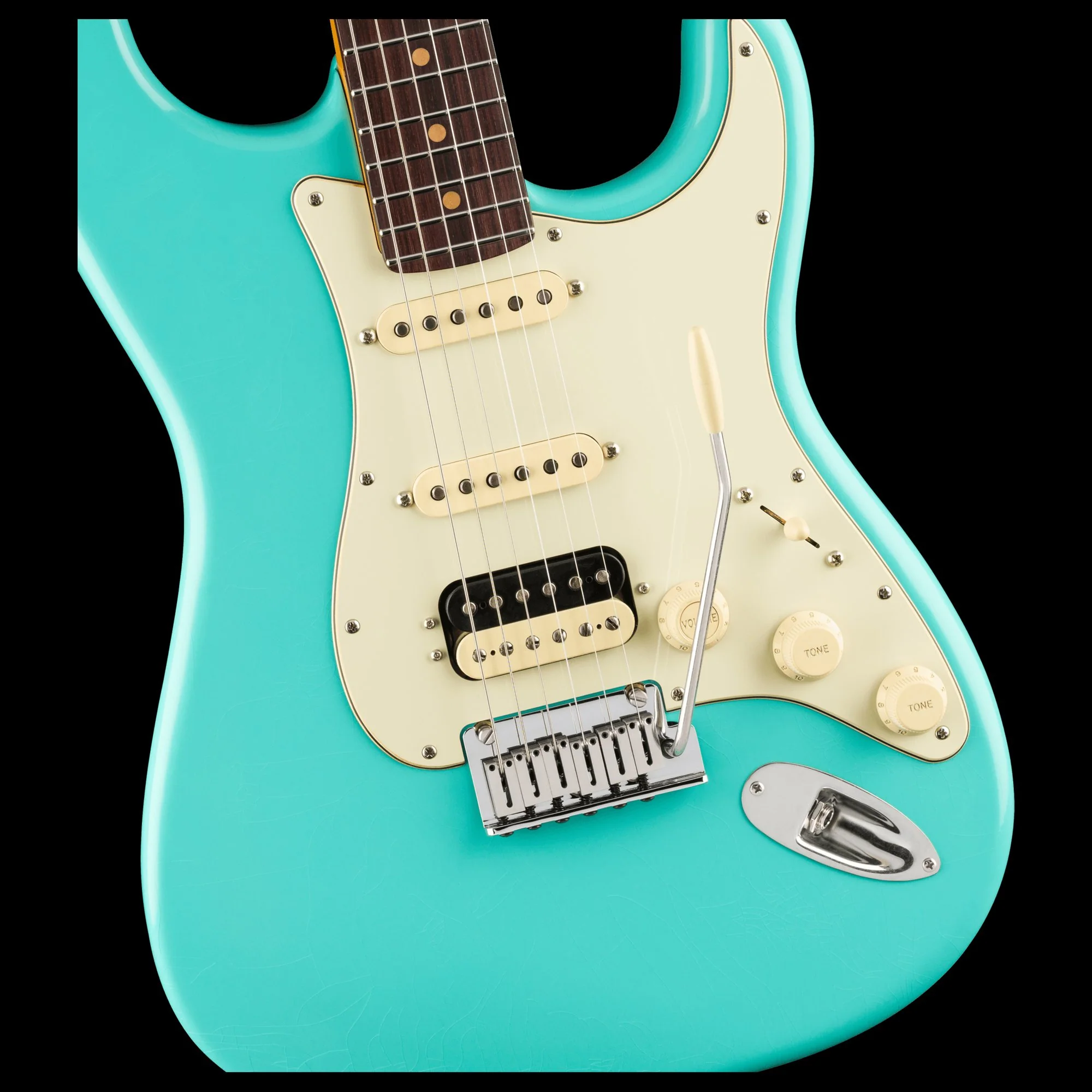 Fender American Ultra Luxe Vintage '60s Stratocaster HSS Sea Foam Green Electric Guitar With Case - Image 4