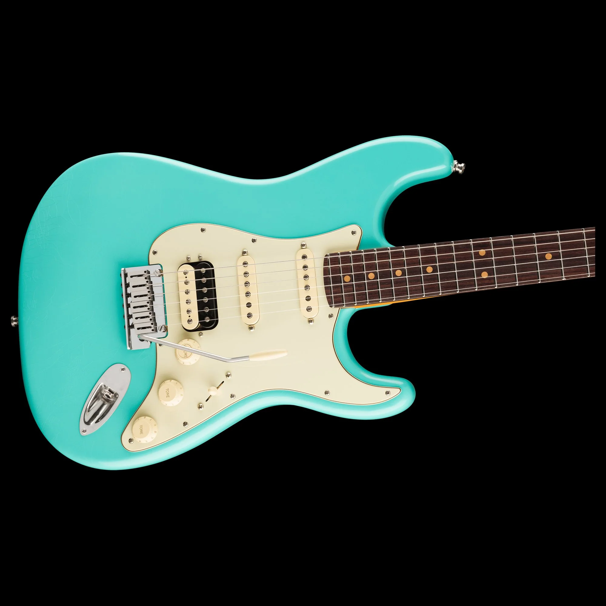 Fender American Ultra Luxe Vintage '60s Stratocaster HSS Sea Foam Green Electric Guitar With Case - Image 5