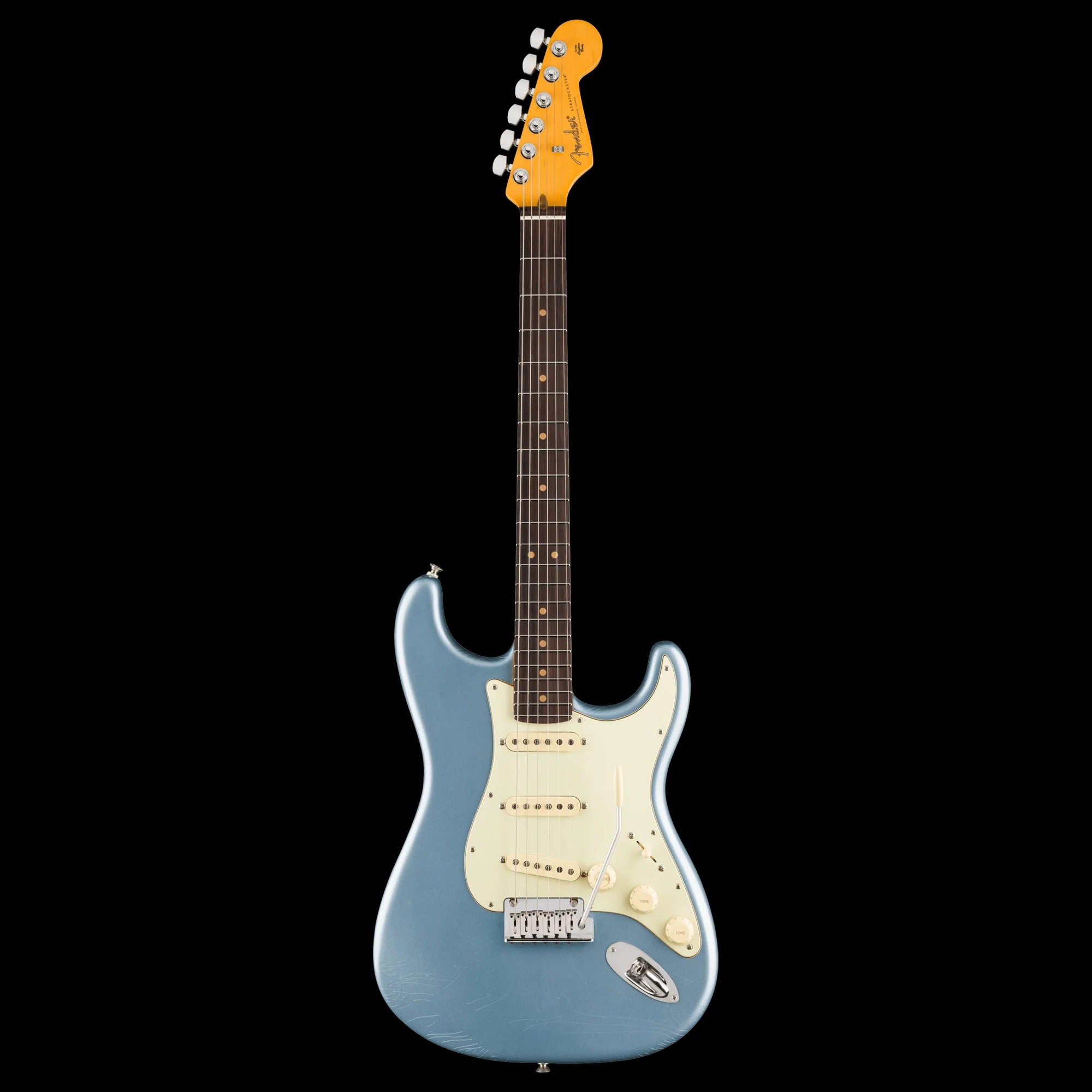 Fender American Ultra Luxe Vintage '60s Stratocaster Ice Blue Metallic Electric Guitar With Case - Image 2