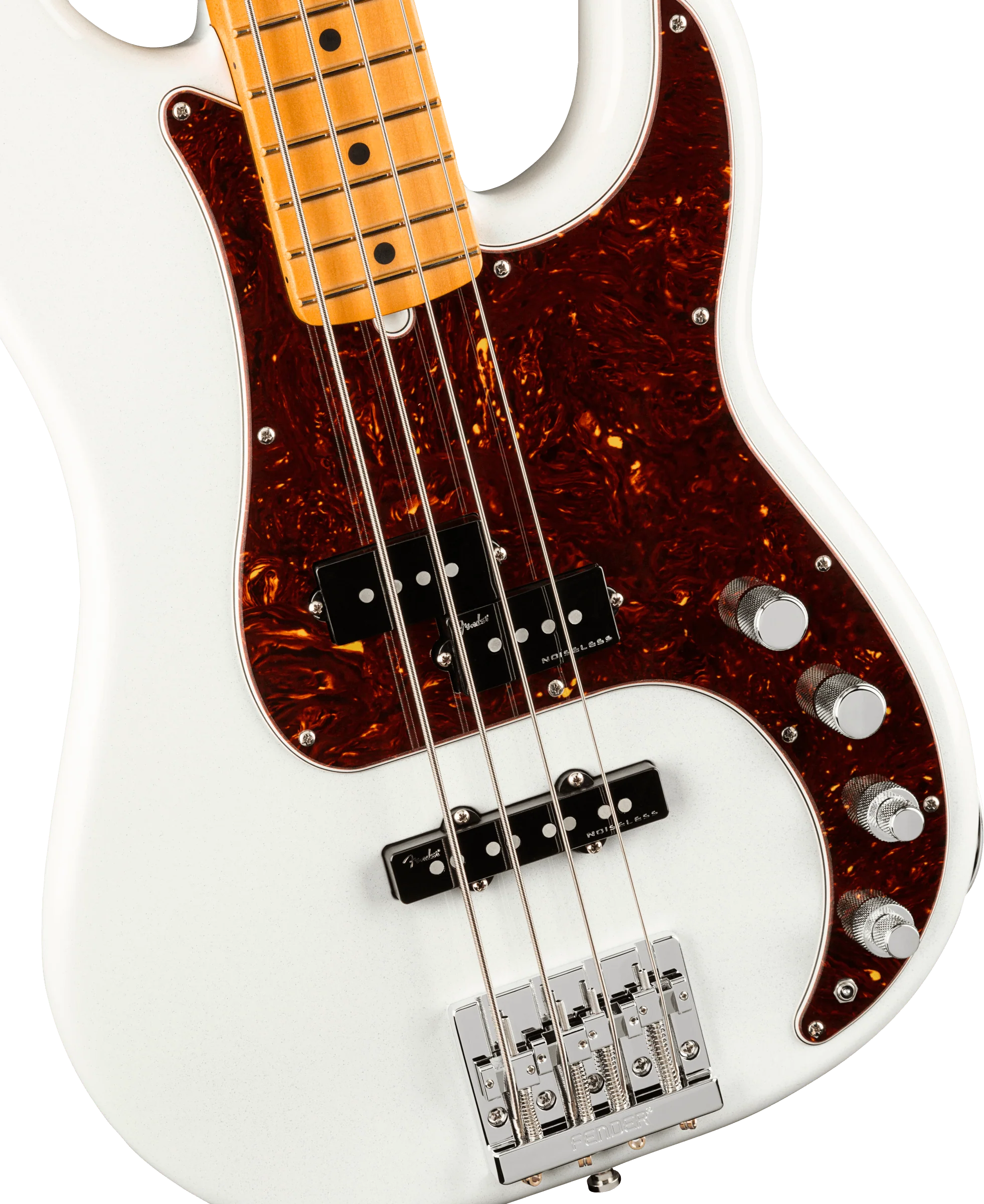 Fender American Ultra Precision Bass Maple Fingerboard Arctic Pearl With Case - Image 3
