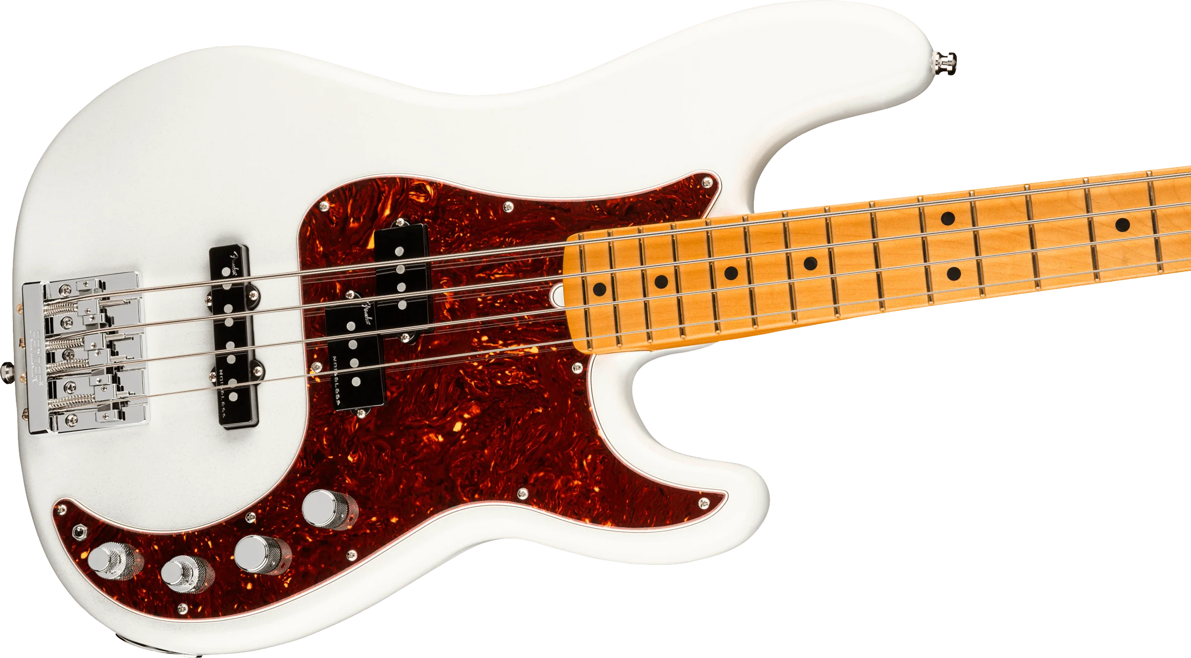 Fender American Ultra Precision Bass Maple Fingerboard Arctic Pearl With Case - Image 4