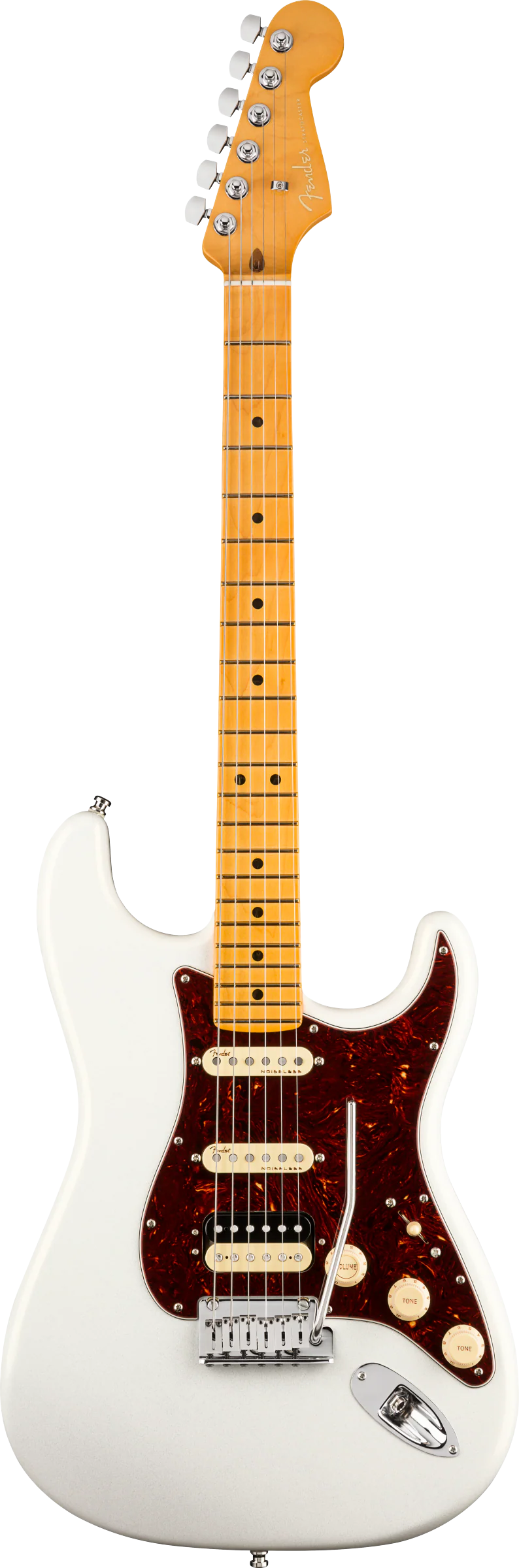 Fender American Ultra Stratocaster HSS Maple Fingerboard Arctic Pearl Electric Guitar With Case - Image 2