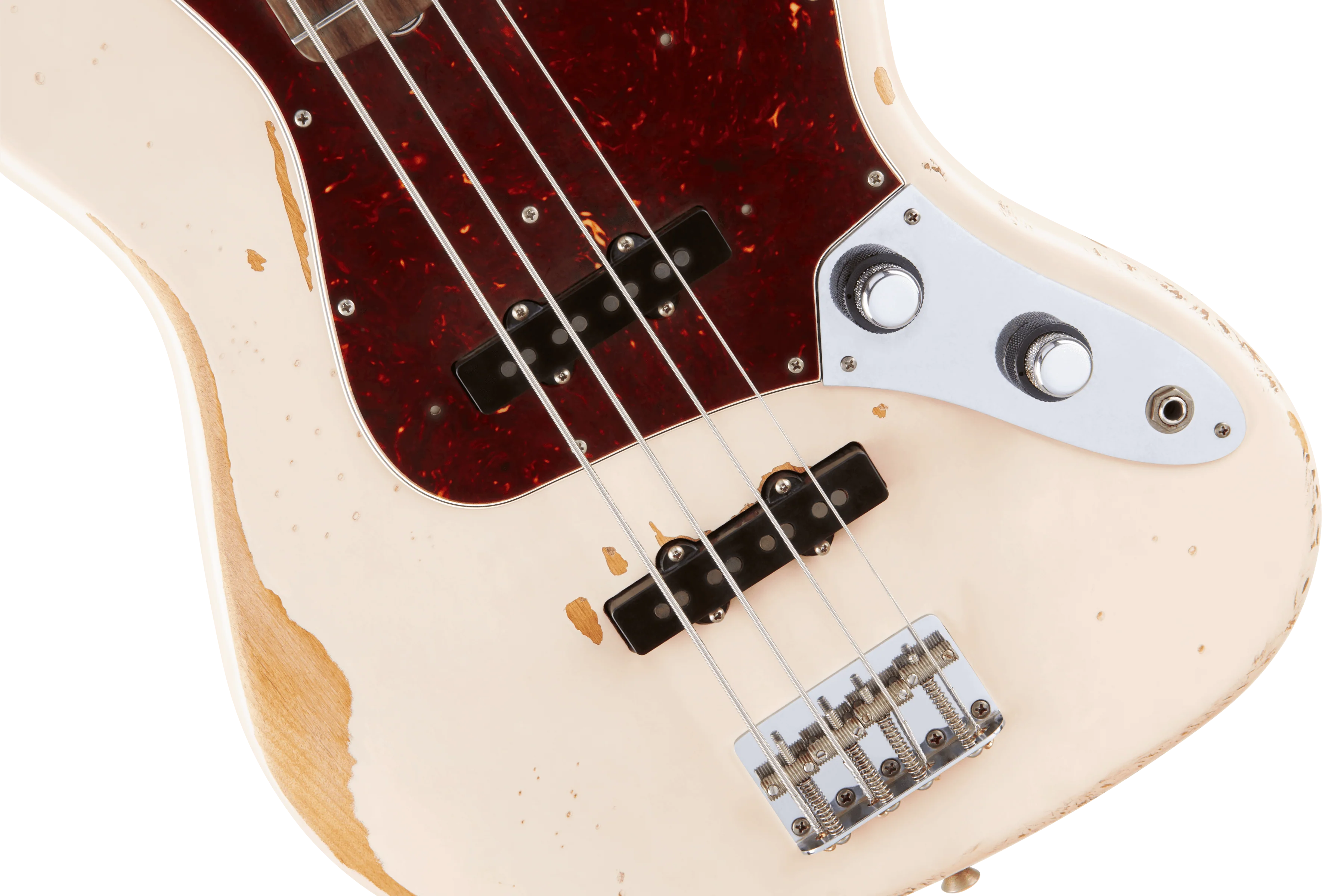 Fender Artist Series Flea Jazz Electric Bass Roadworn Shell Pink With Gig Bag - Image 4