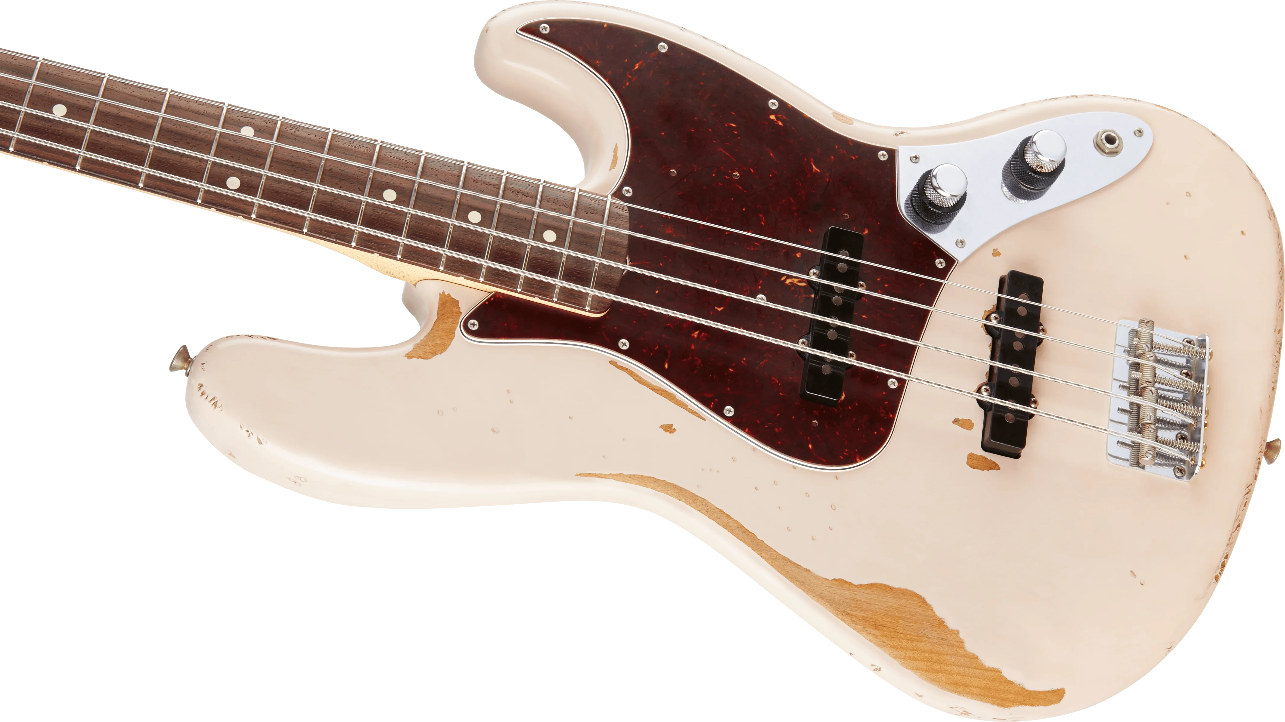 Fender Artist Series Flea Jazz Electric Bass Roadworn Shell Pink With Gig Bag - Image 5