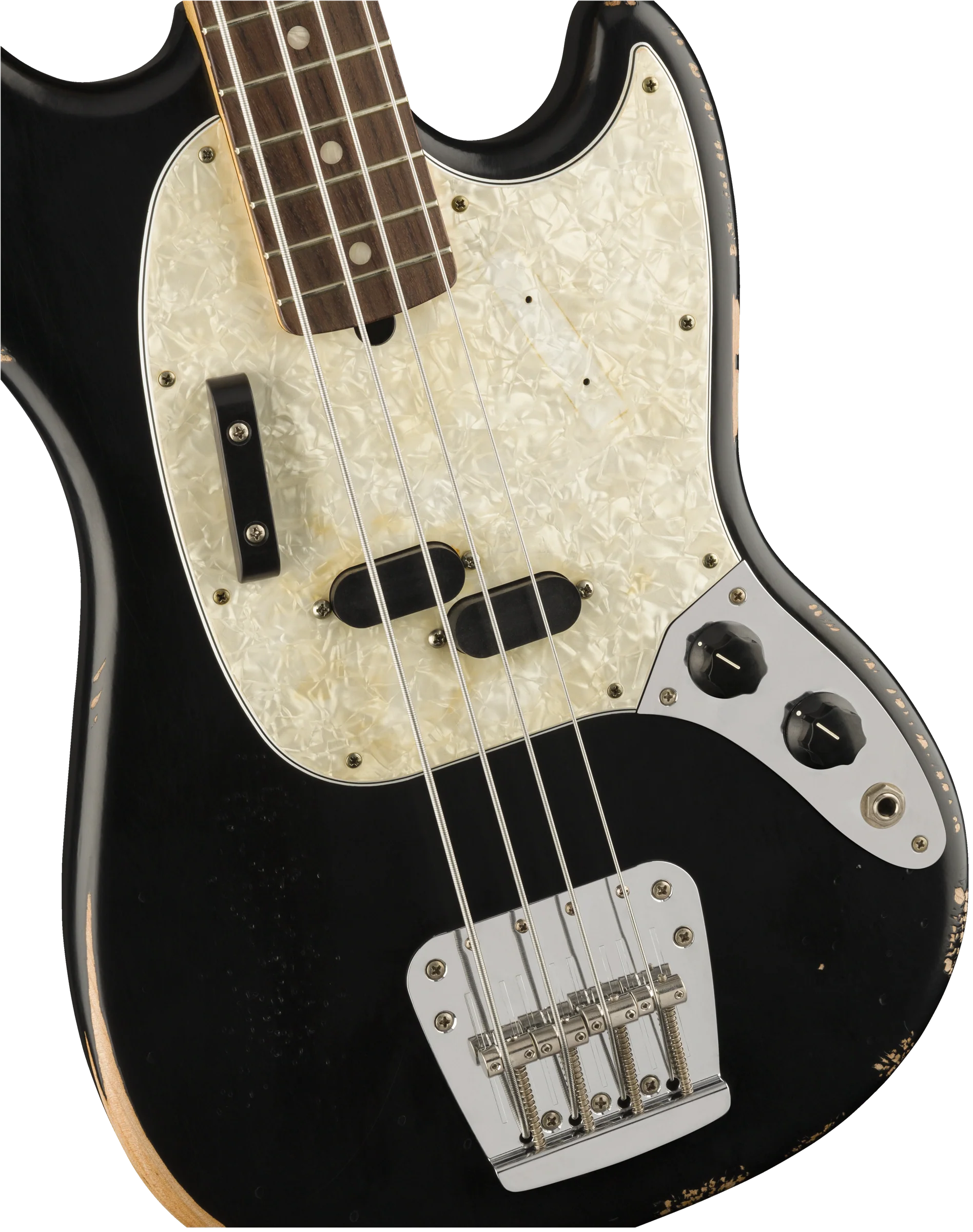 Fender Artist Series JMJ Road Worn Justin Meldal-Johnsen Mustang Bass Black with Gig Bag - Image 3