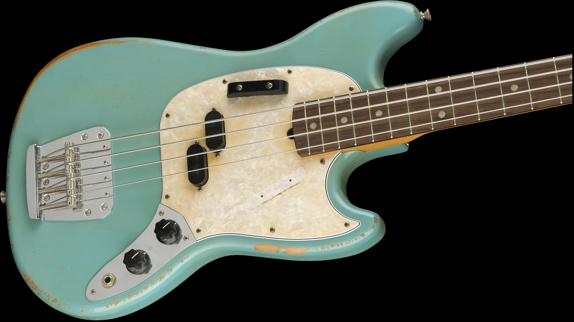 Fender Artist Series JMJ Road Worn Justin Meldal-Johnsen Mustang Bass Daphne Blue W/Bag - Image 3