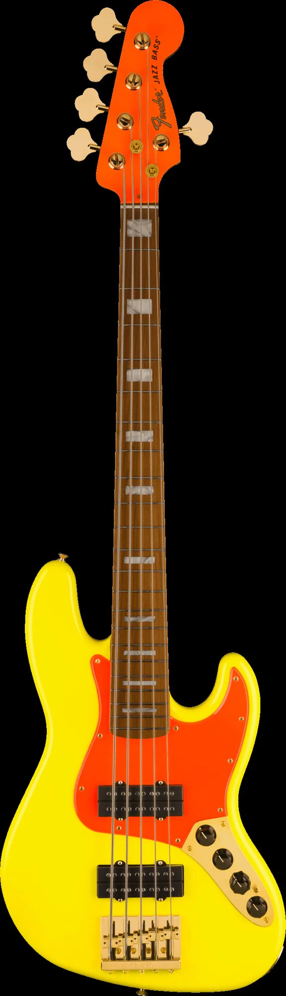 Fender Artist Series MonoNeon Jazz Bass V Maple Fingerboard Neon Yellow With Bag - Image 2