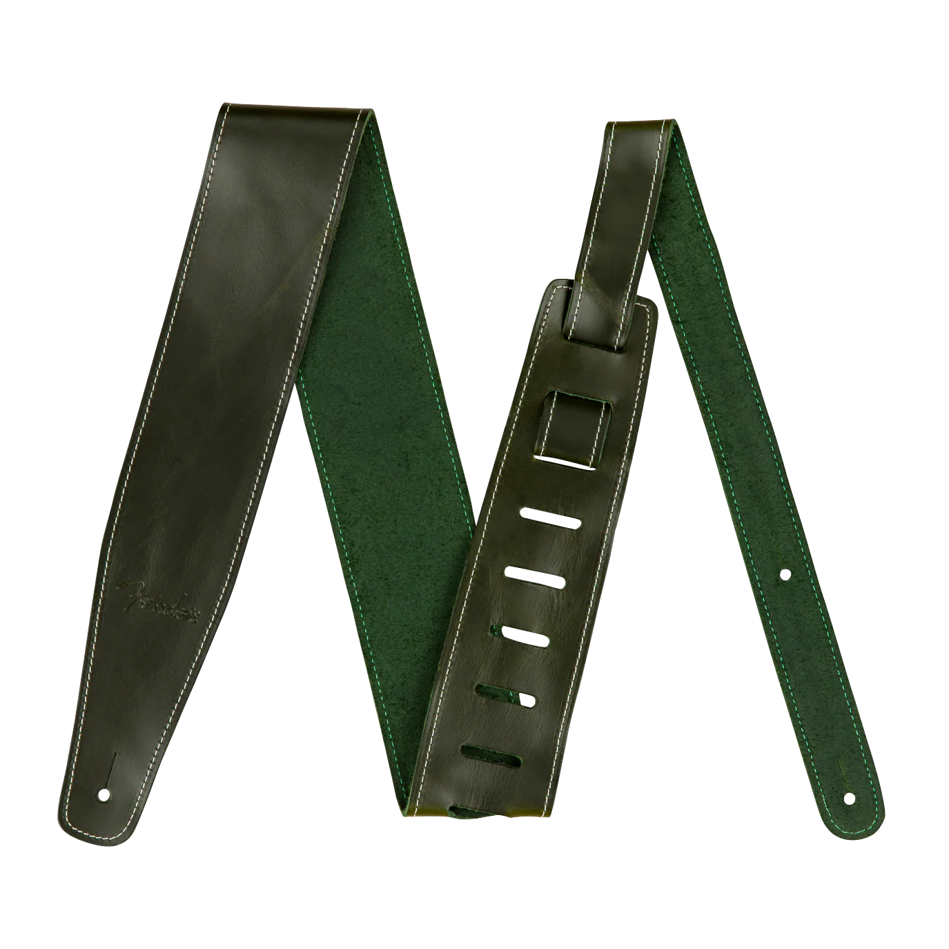 Fender Broken-In Leather Strap Green 2.5"