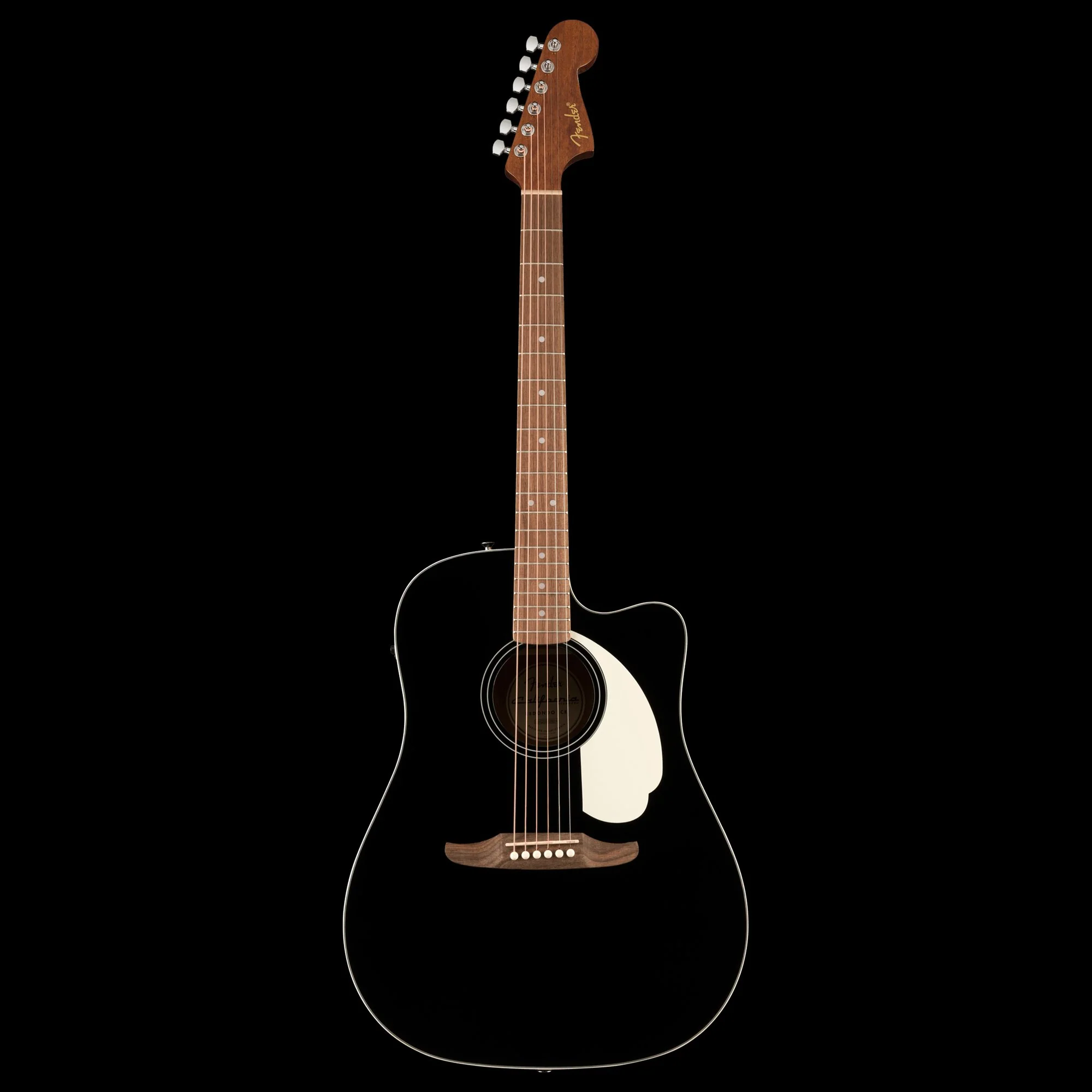 Fender California Standard Redondo CE Spruce Top Ivory Pickguard Black Acoustic Electric Guitar - Image 3