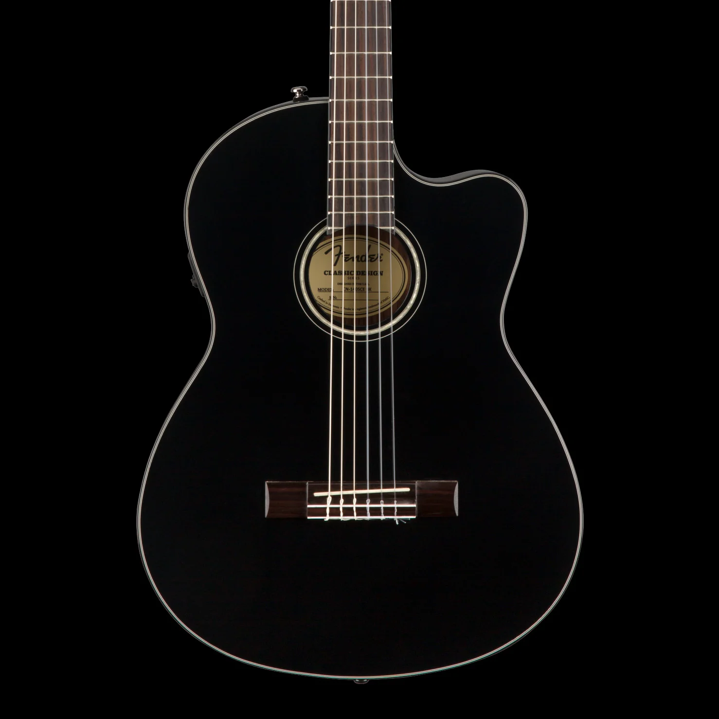 Fender CN-140SCE Acoustic Electric Nylon String Guitar Black With Case