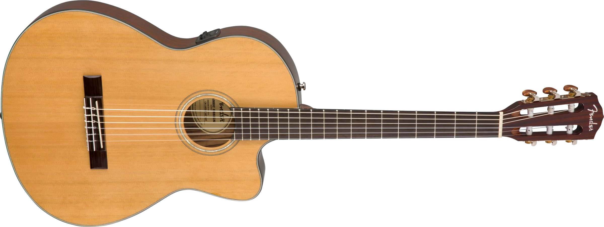 Fender CN-140SCE Nylon Thinline Acoustic Guitar Natural With Case - Image 3