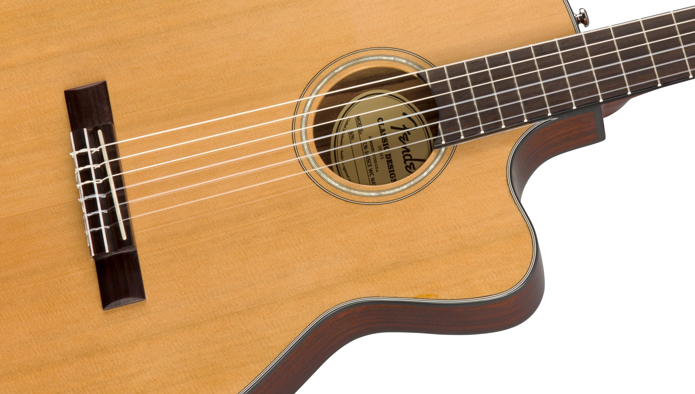 Fender CN-140SCE Nylon Thinline Acoustic Guitar Natural With Case - Image 4