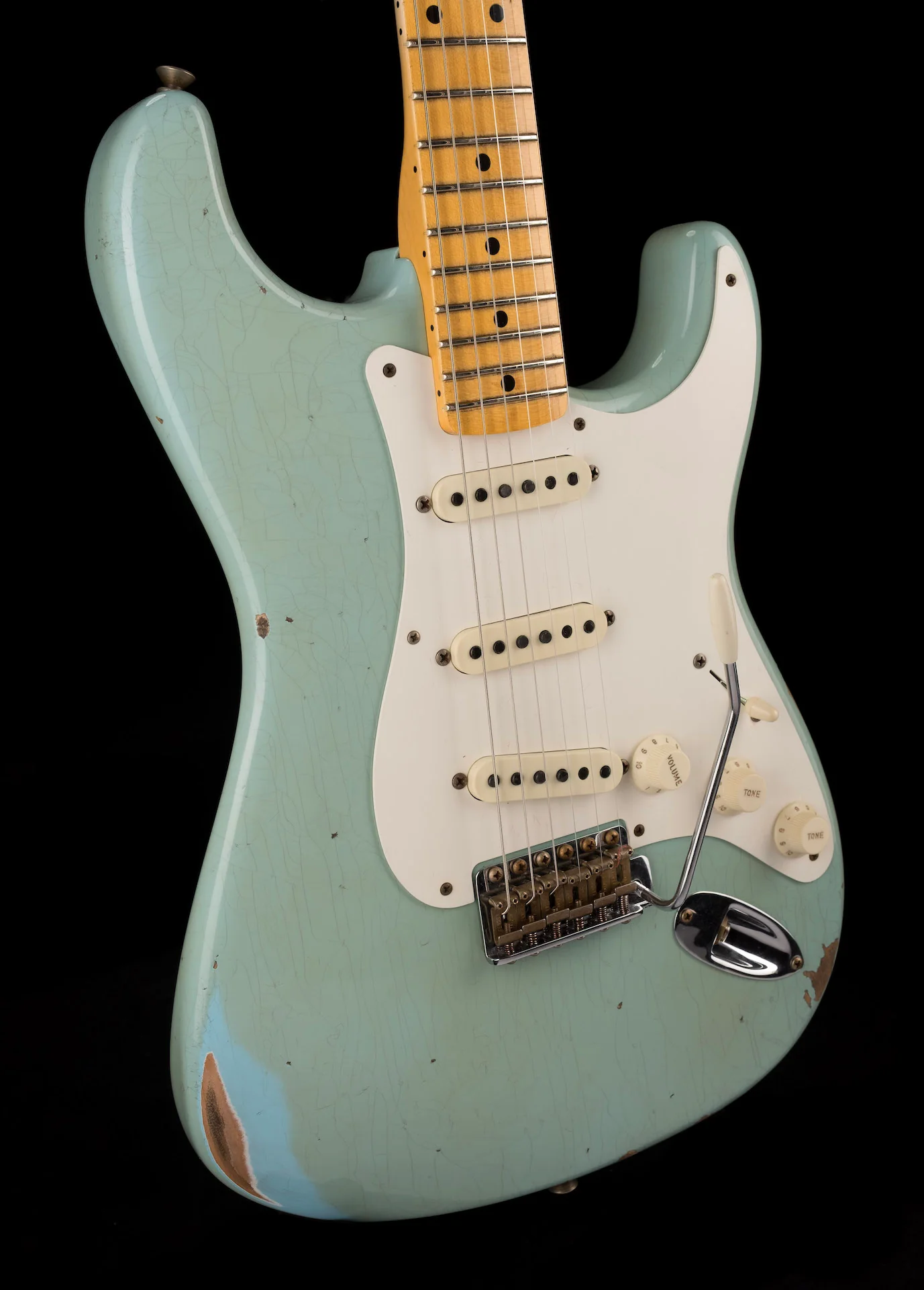 Fender Custom Shop 1957 Stratocaster Relic Faded Aged Daphne Blue Electric Guitar - Image 11