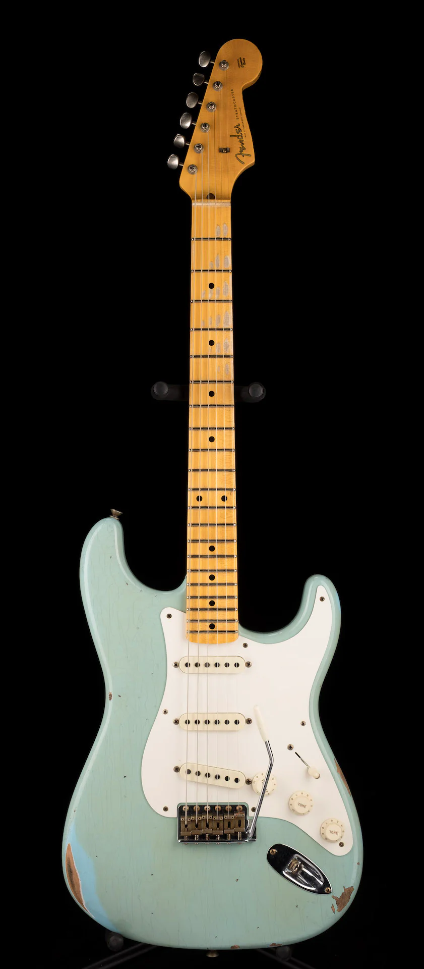 Fender Custom Shop 1957 Stratocaster Relic Faded Aged Daphne Blue Electric Guitar - Image 2