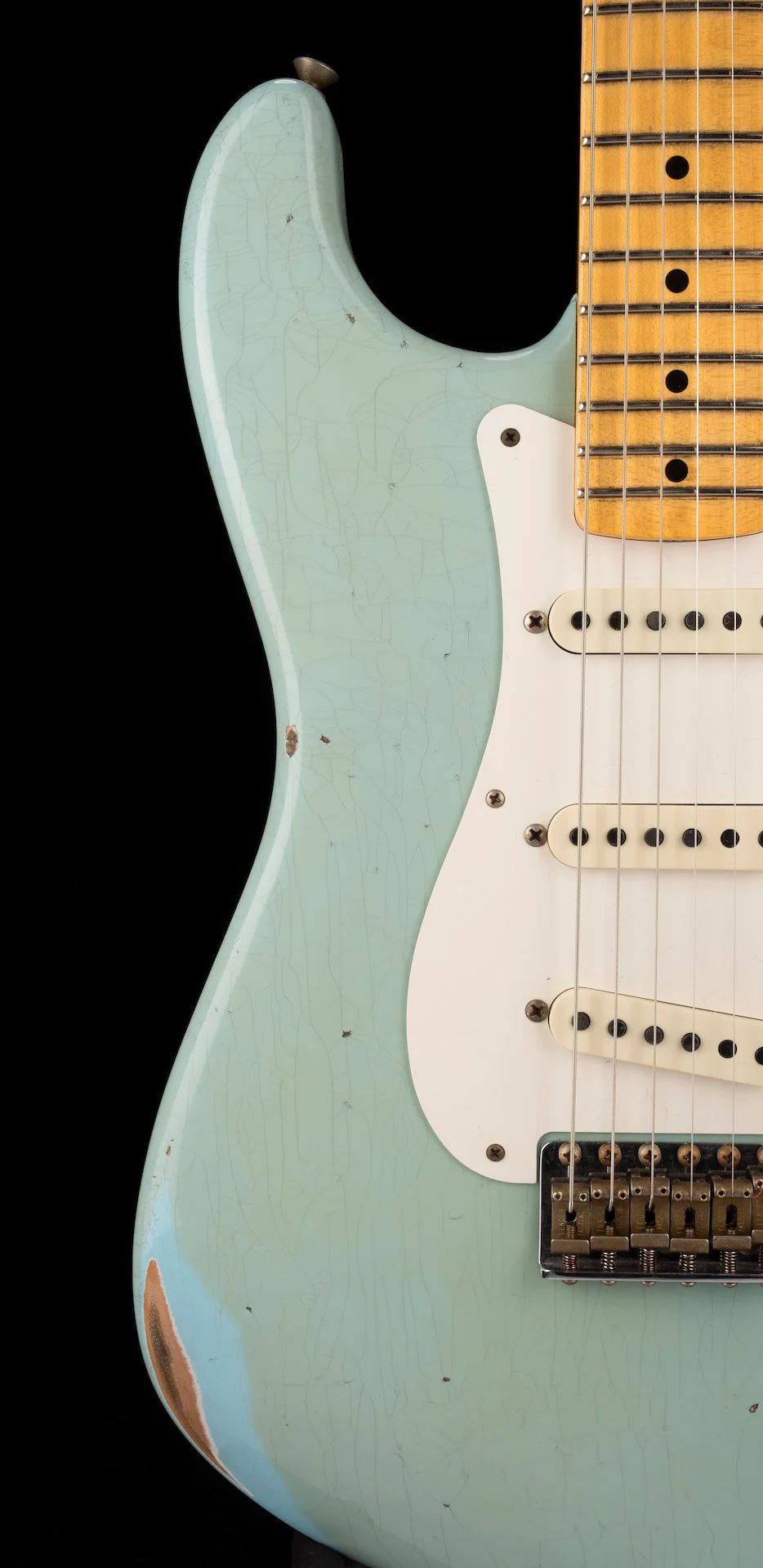 Fender Custom Shop 1957 Stratocaster Relic Faded Aged Daphne Blue Electric Guitar - Image 9