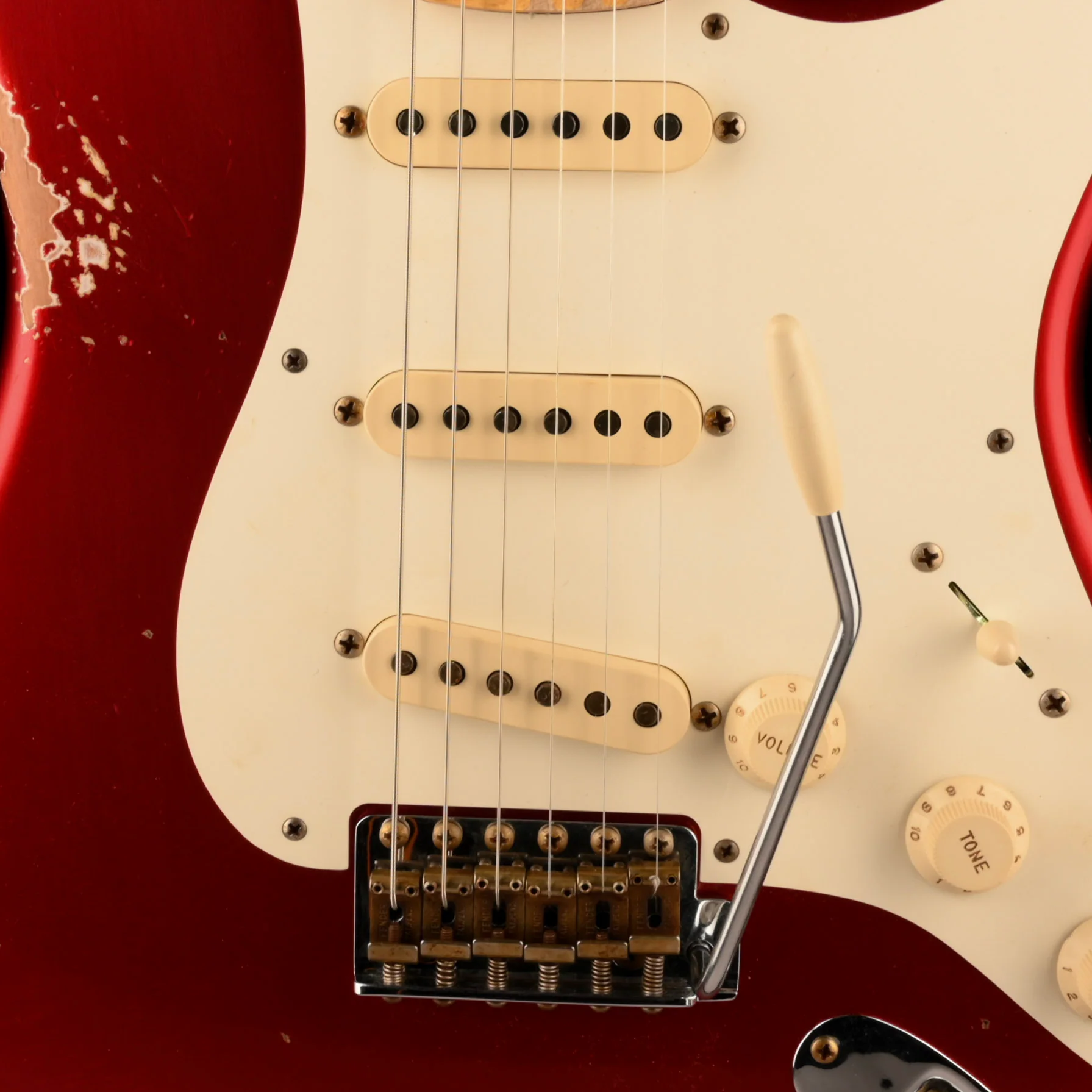 Fender Custom Shop 1957 Stratocaster Reverse Headstock Relic Candy Apple Red - Image 4