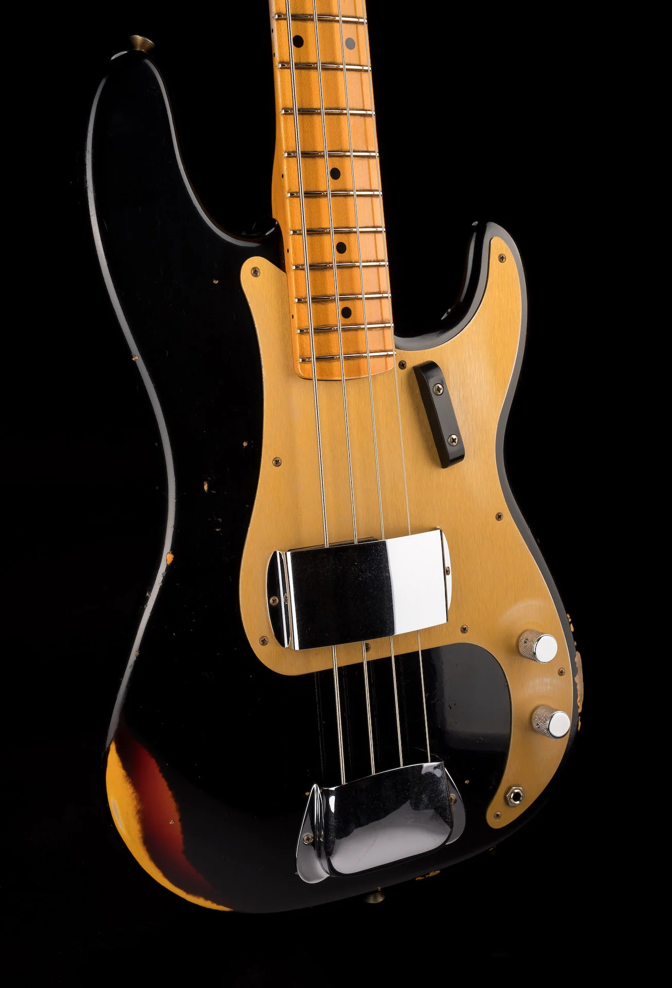 Fender Custom Shop 1958 Precision Bass Relic Aged Black over Chocolate 3-Tone Sunburst - Image 10
