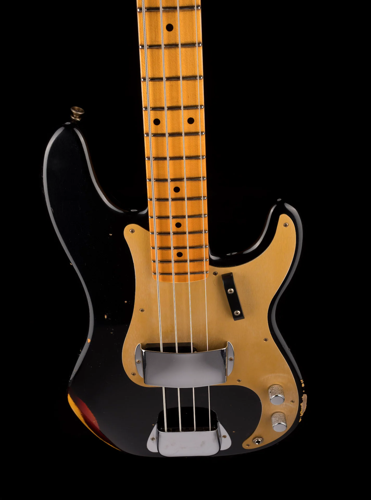 Fender Custom Shop 1958 Precision Bass Relic Aged Black over Chocolate 3-Tone Sunburst - Image 4