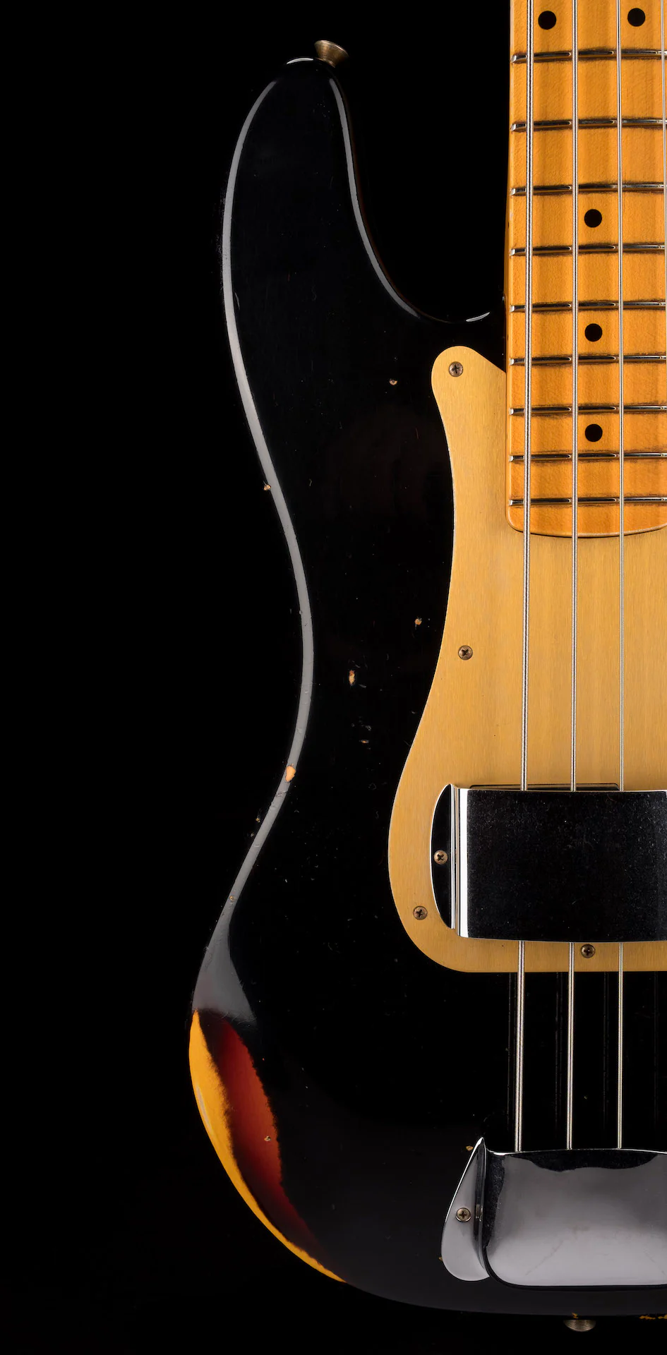 Fender Custom Shop 1958 Precision Bass Relic Aged Black over Chocolate 3-Tone Sunburst - Image 9