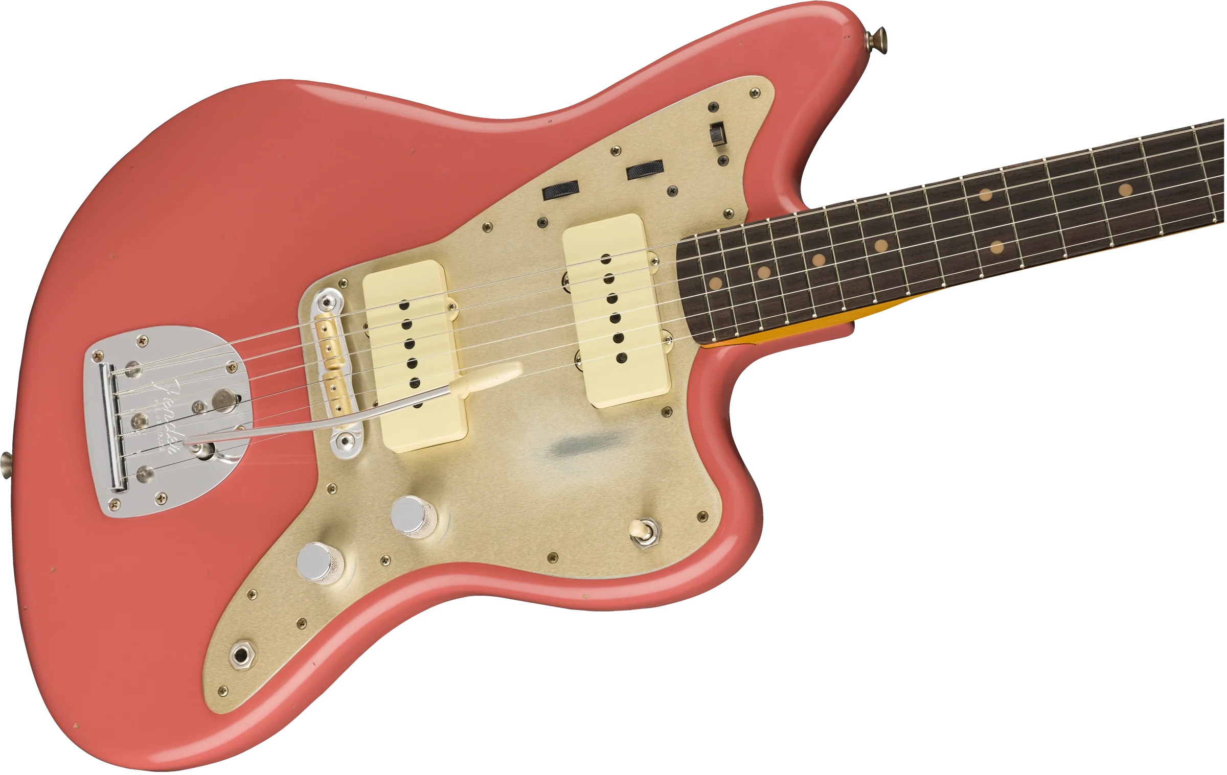 Fender Custom Shop 1959 Jazzmaster Journeyman Relic Super Faded Aged Fiesta Red Electric Guitar - Image 4