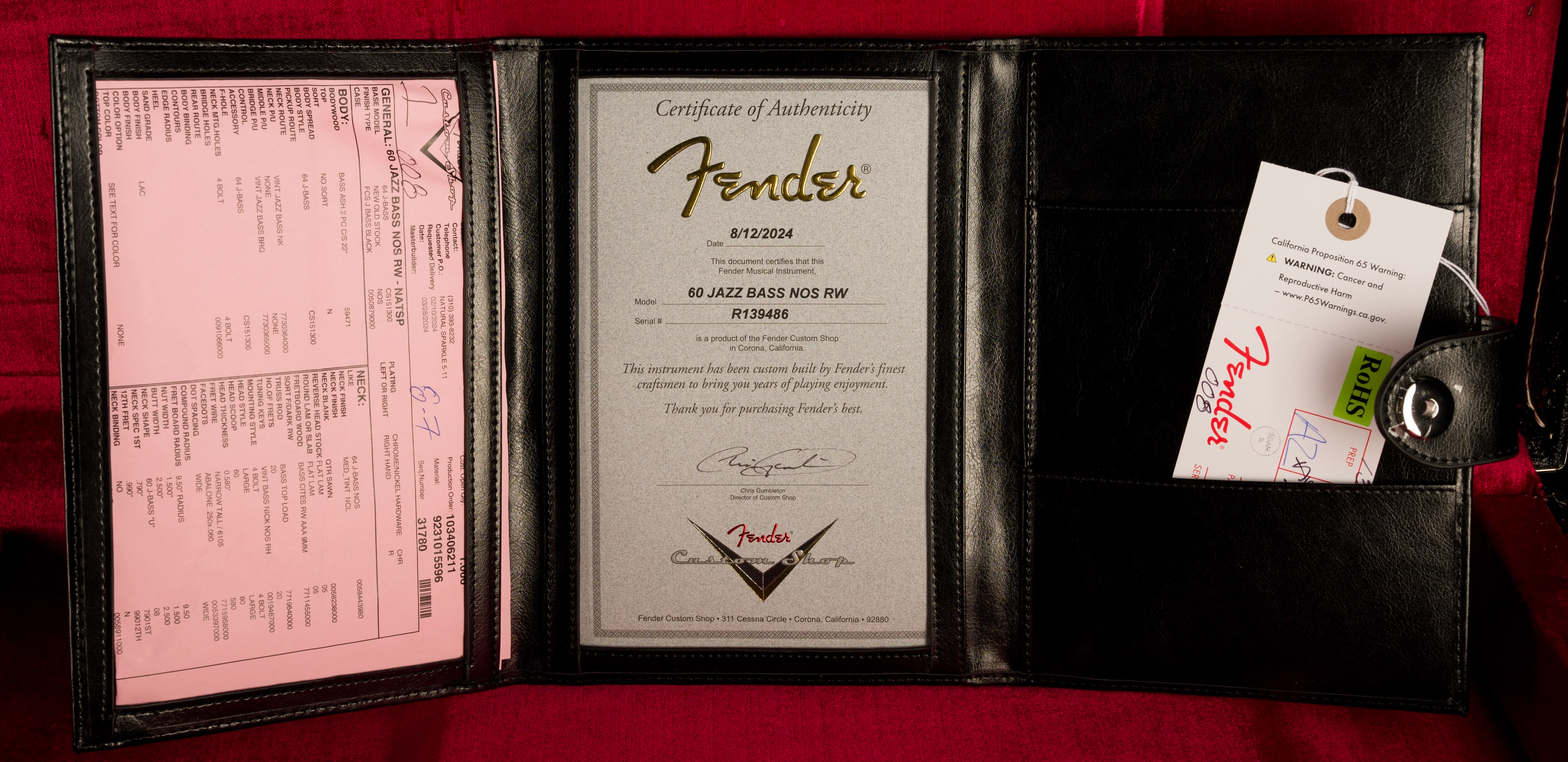 Fender Custom Shop 1960 Jazz Bass NOS Santa Monica Sparkle Truetone Color Set - Image 19