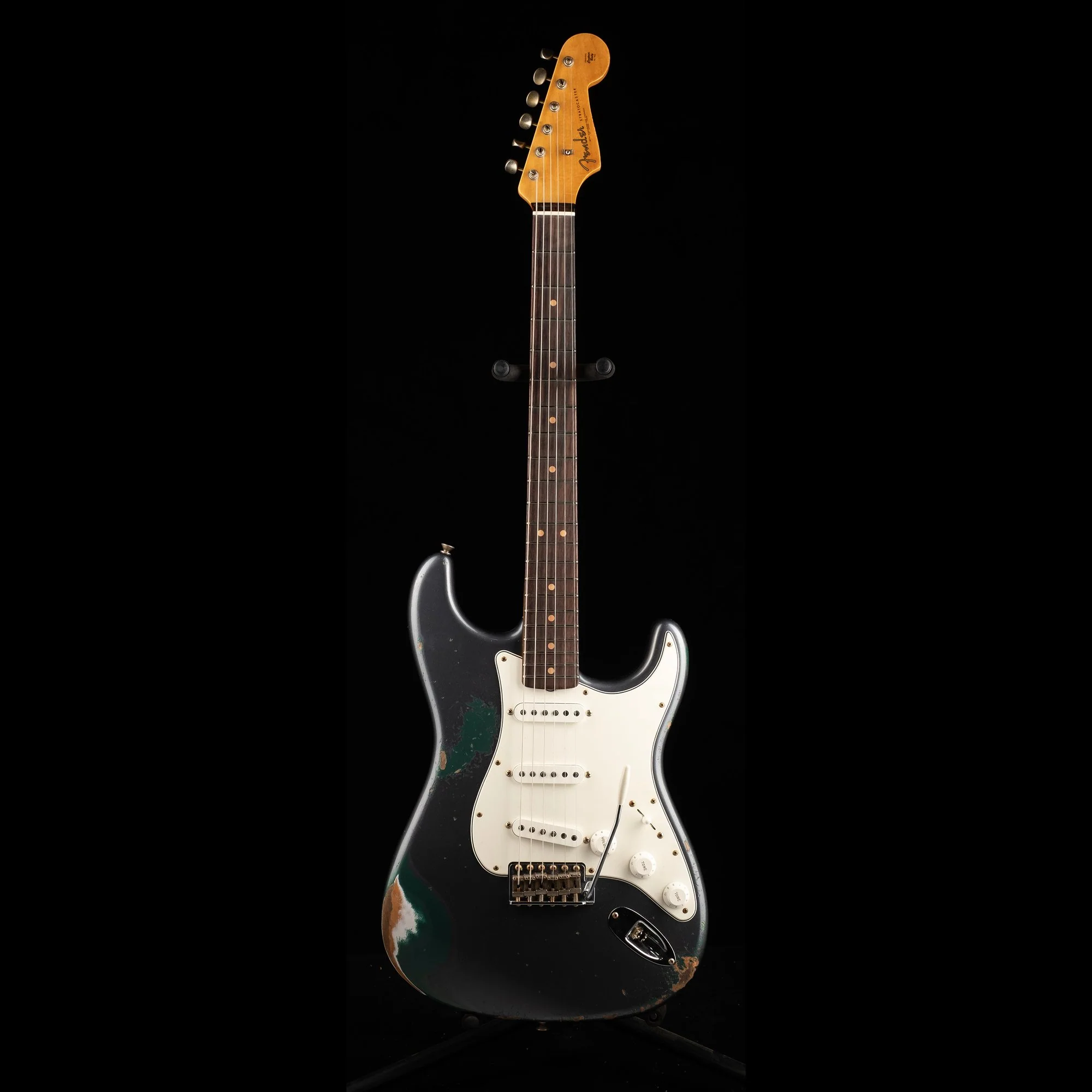 Fender Custom Shop 1962 Stratocaster Heavy Relic Charcoal Frost Metallic over Sherwood Green Metallic - Image 2