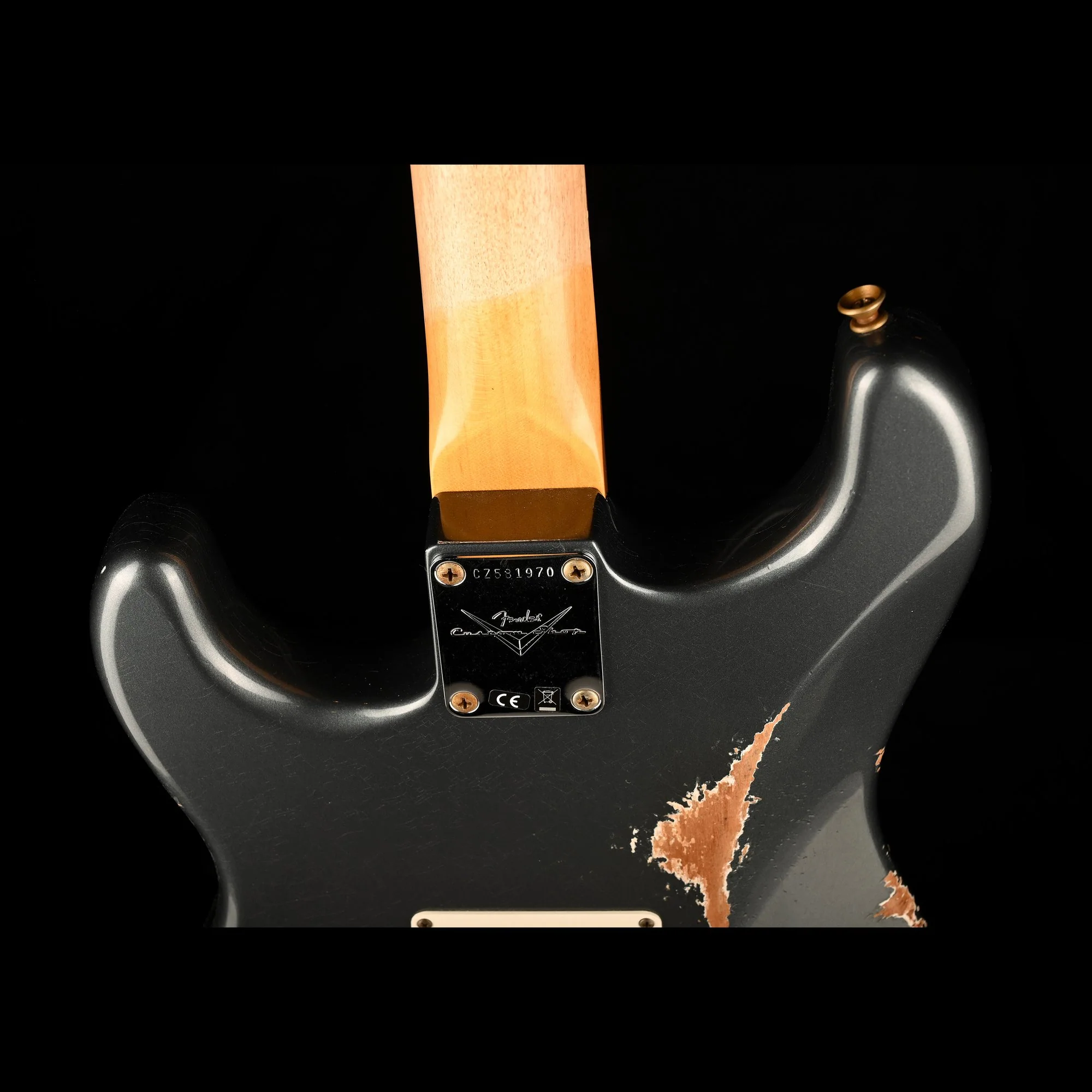 Fender Custom Shop 1962 Stratocaster Reverse Headstock Relic Charcoal Frost Metallic With Case - Image 14