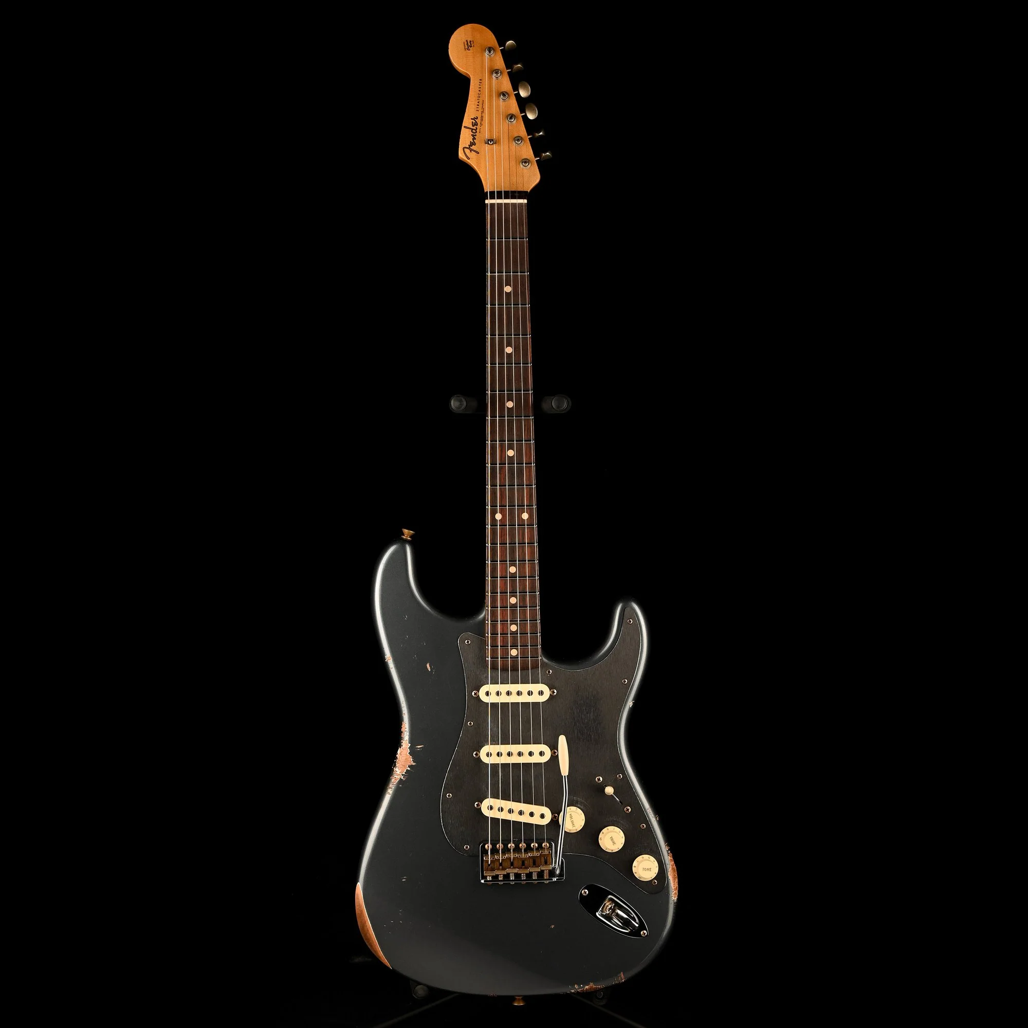 Fender Custom Shop 1962 Stratocaster Reverse Headstock Relic Charcoal Frost Metallic With Case - Image 2